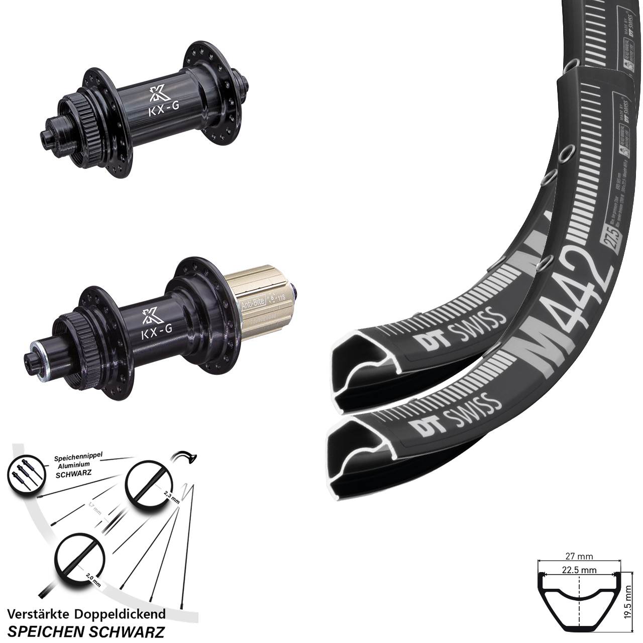 DT Swiss M442 KX-G 28 Zoll Disc Laufrad-Satz für Schnellspanner 8-12 fach