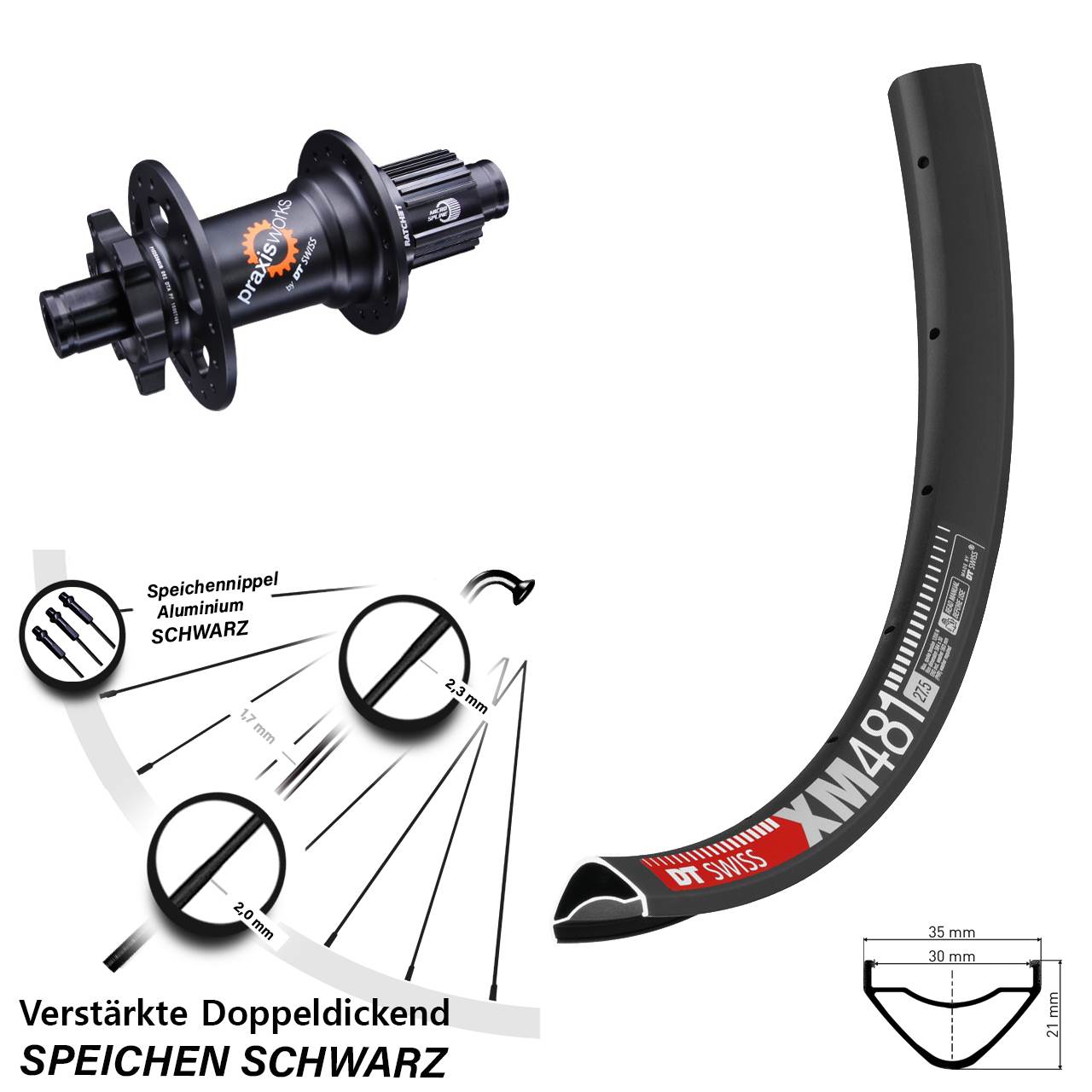 Disc Laufrad 12x142 27,5 Zoll DT Swiss XM 481 350 Shimano Micro Spline