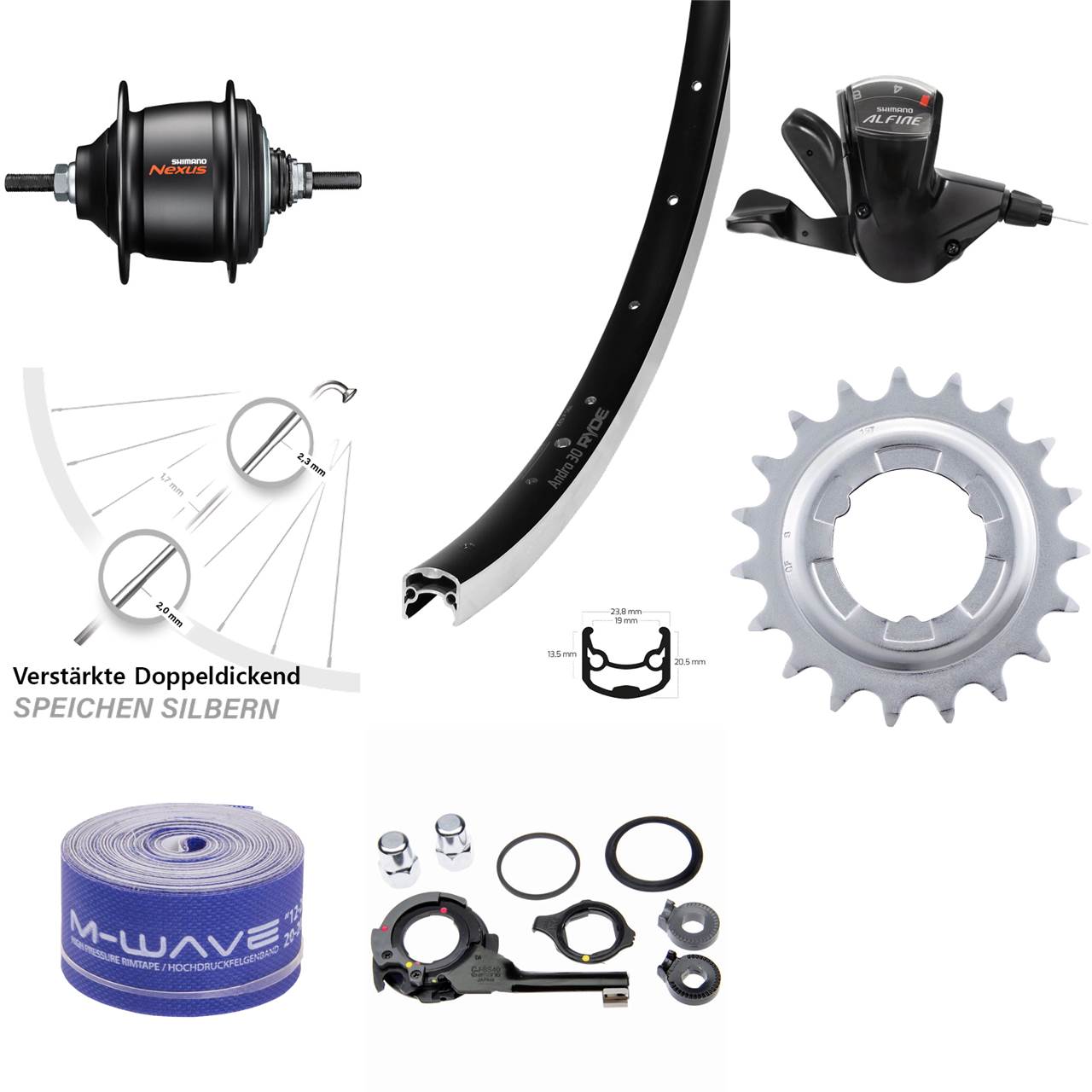 Hinterrad 26 Zoll Ryde Andra 30 Shimano Nexus 8 Gang Freilauf