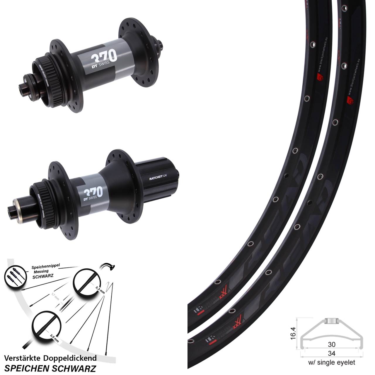 650B Rodi Ready 30 DT Swiss 370 Disc Laufradsatz für Schnellspanner 8-12 fach HG