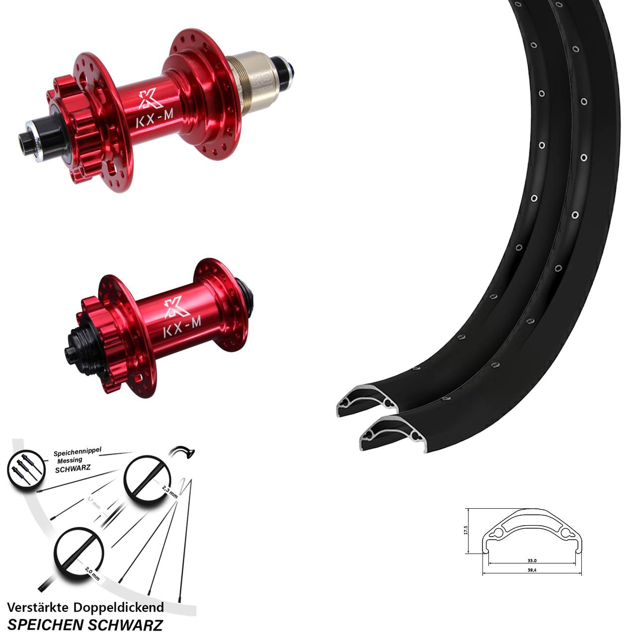 Disc Laufradsatz für Schnellspanner 29 Zoll Ryde Disc 35 KX-M rot XD