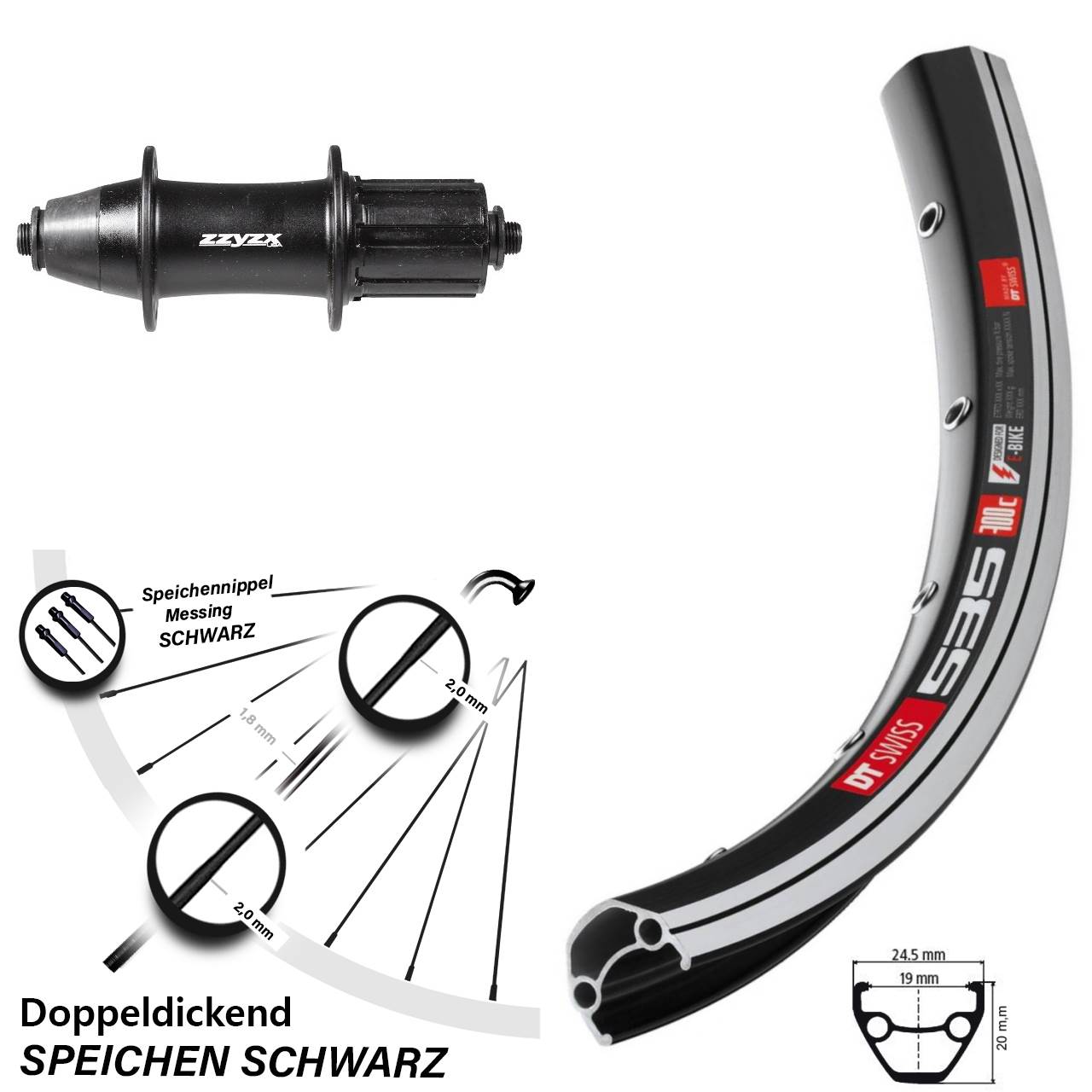 28 Zoll Laufrad Formula OV-32 DT Swiss 535 8-11 fach