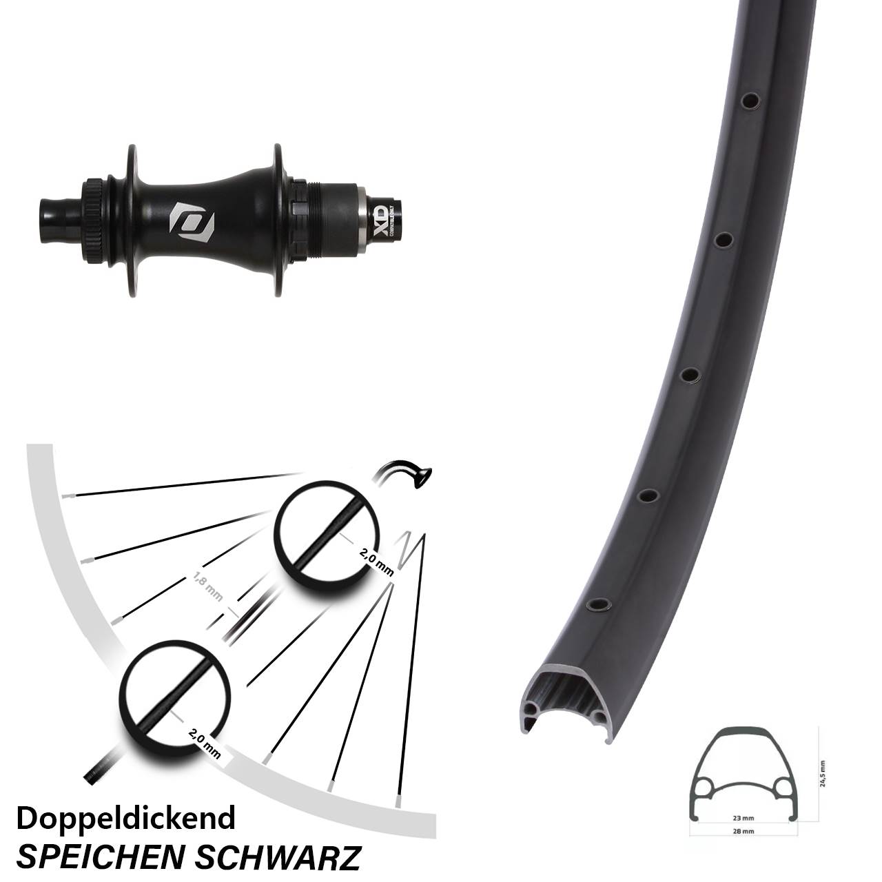 29 Zoll Ambrosio Sport Syncros Boost Disc Laufrad 12x148 Boost XD