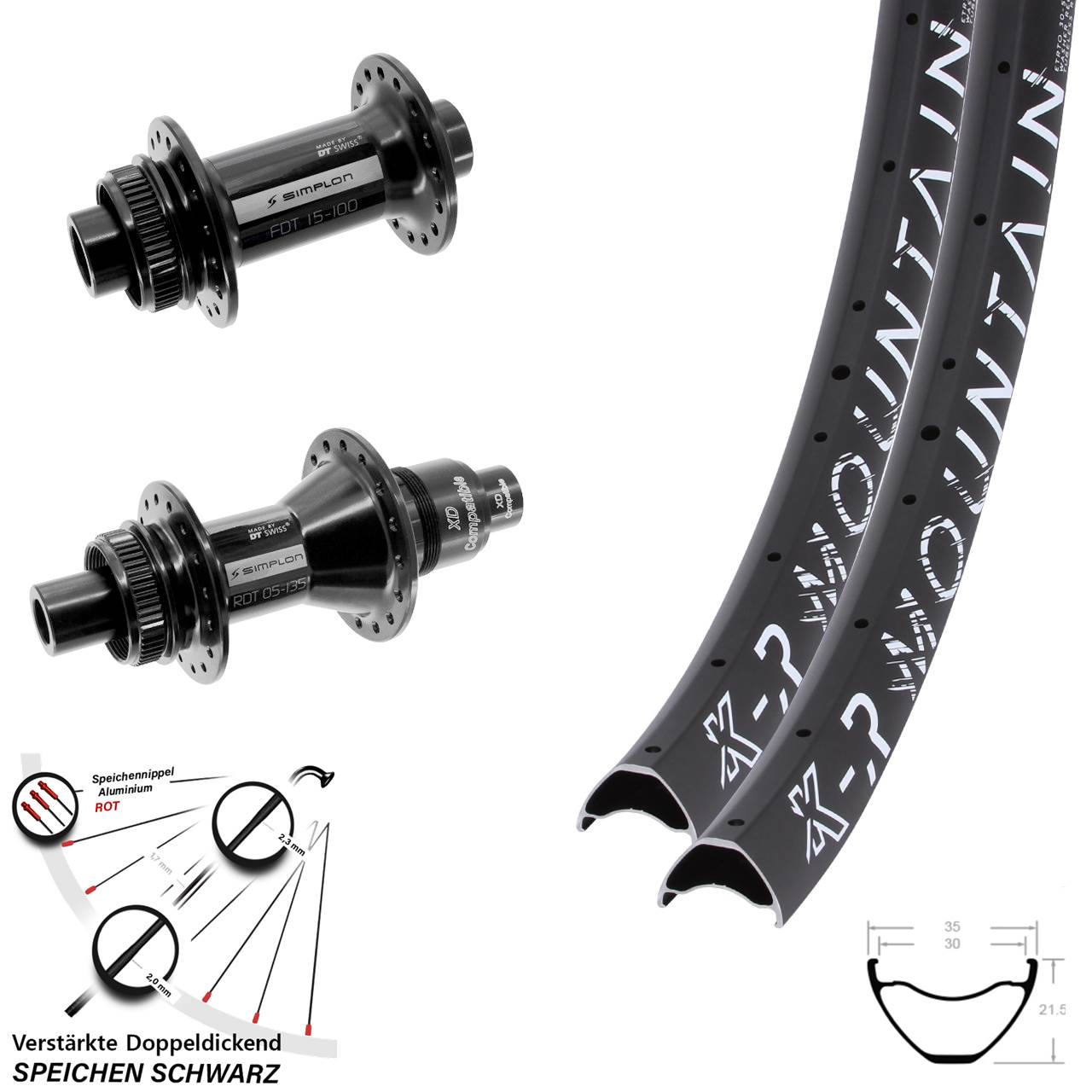 29 Zoll KX-R Mountain DT Swiss 370 Centerlock Laufradsatz 15x100 12x142 XD 11-12 fach
