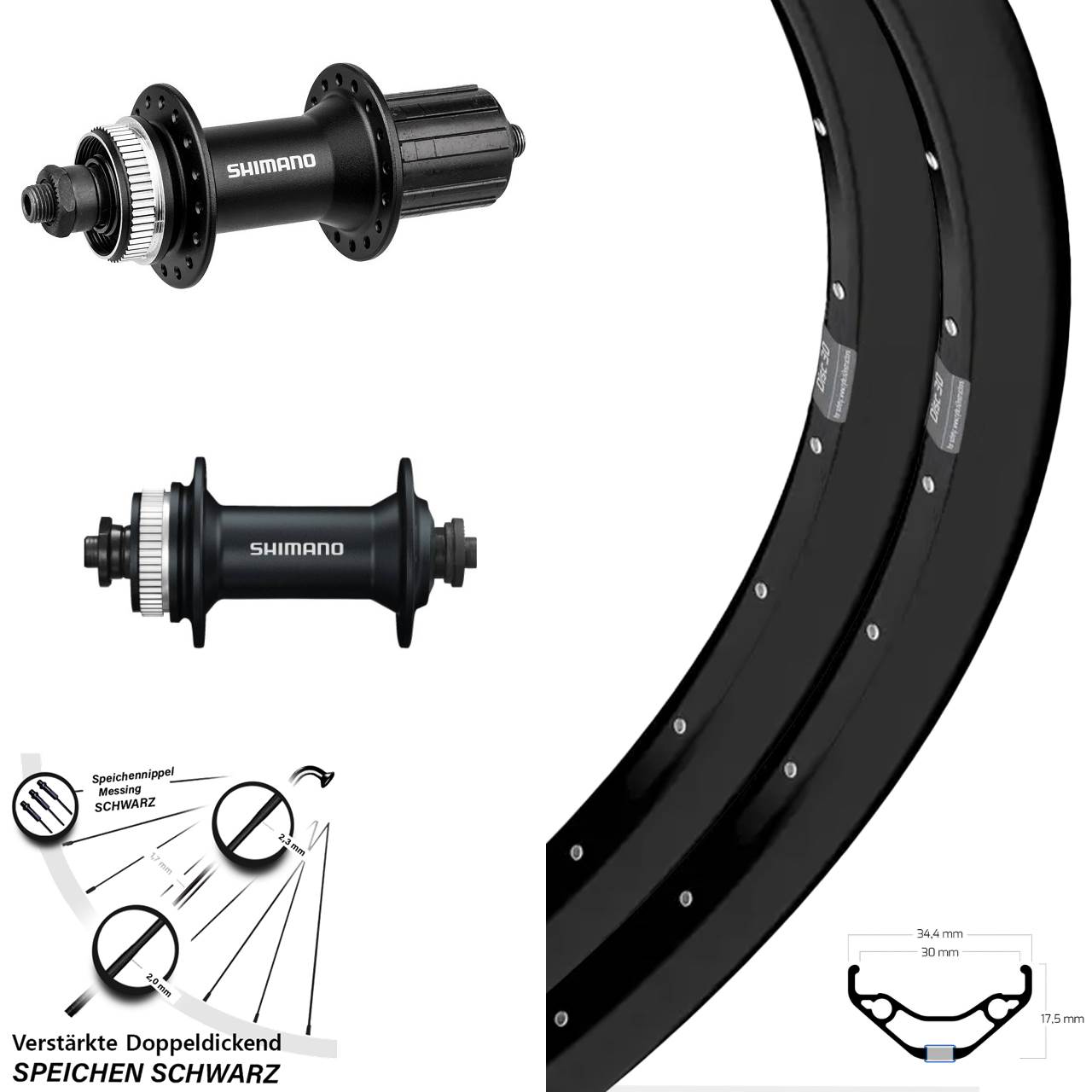 29 Zoll Ryde Disc 30 Shimano Alivio HB-M4050 Laufradsatz Centerlock Disc 8-11 fach