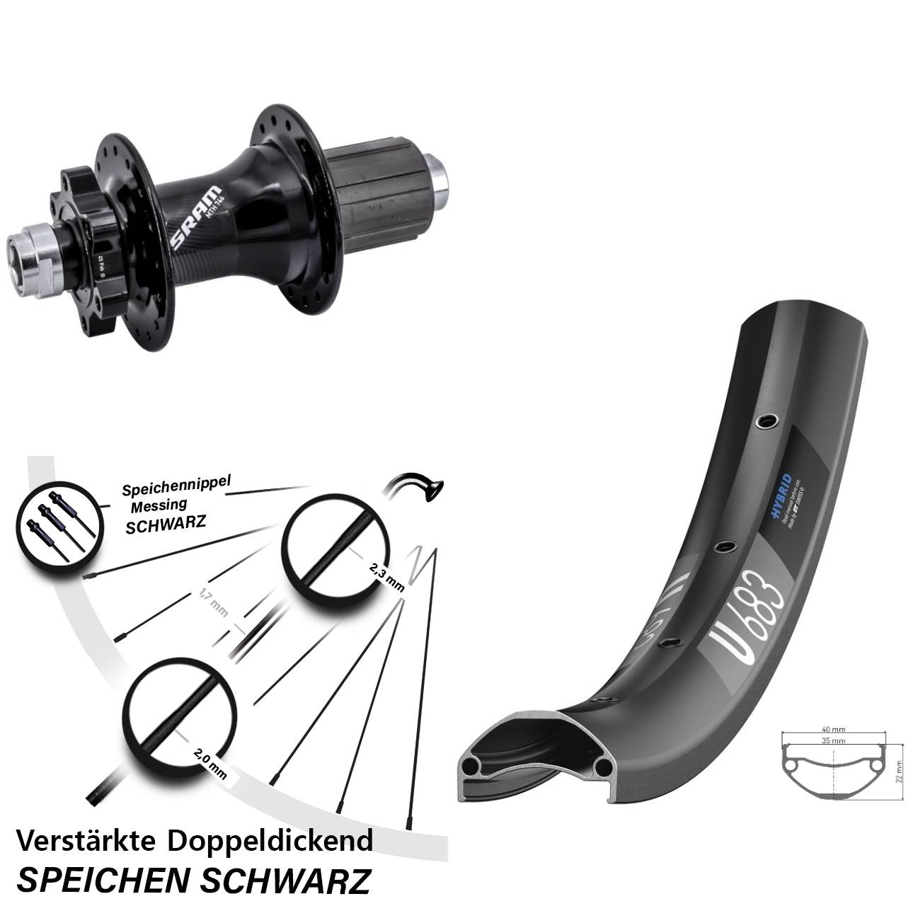 DT Swiss U683 Sram 746 27,5 Zoll Disc Hinterrad 12x148 8-11 fach