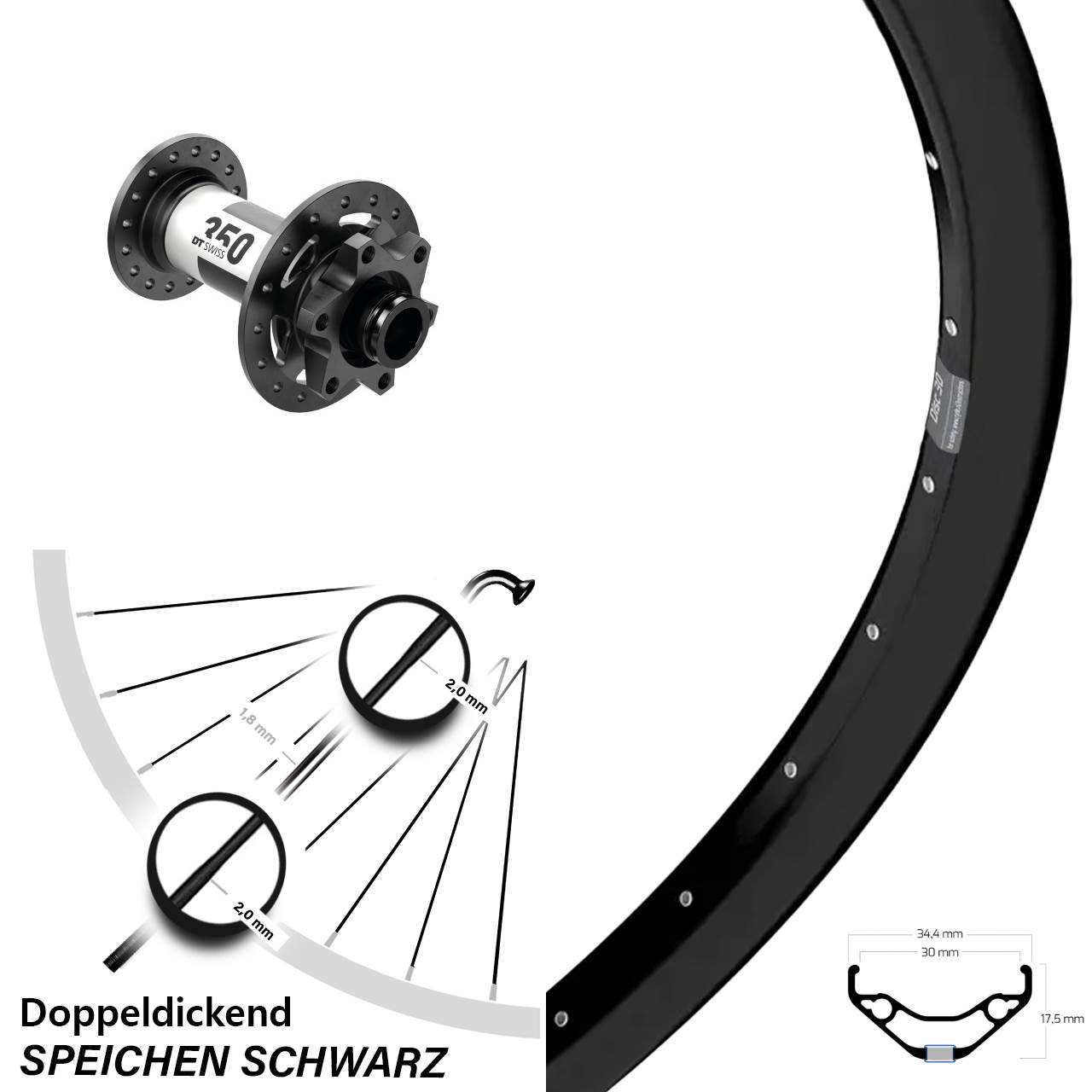Ryde Disc 30 DT Swiss 350 29 Zoll Laufrad 15x100