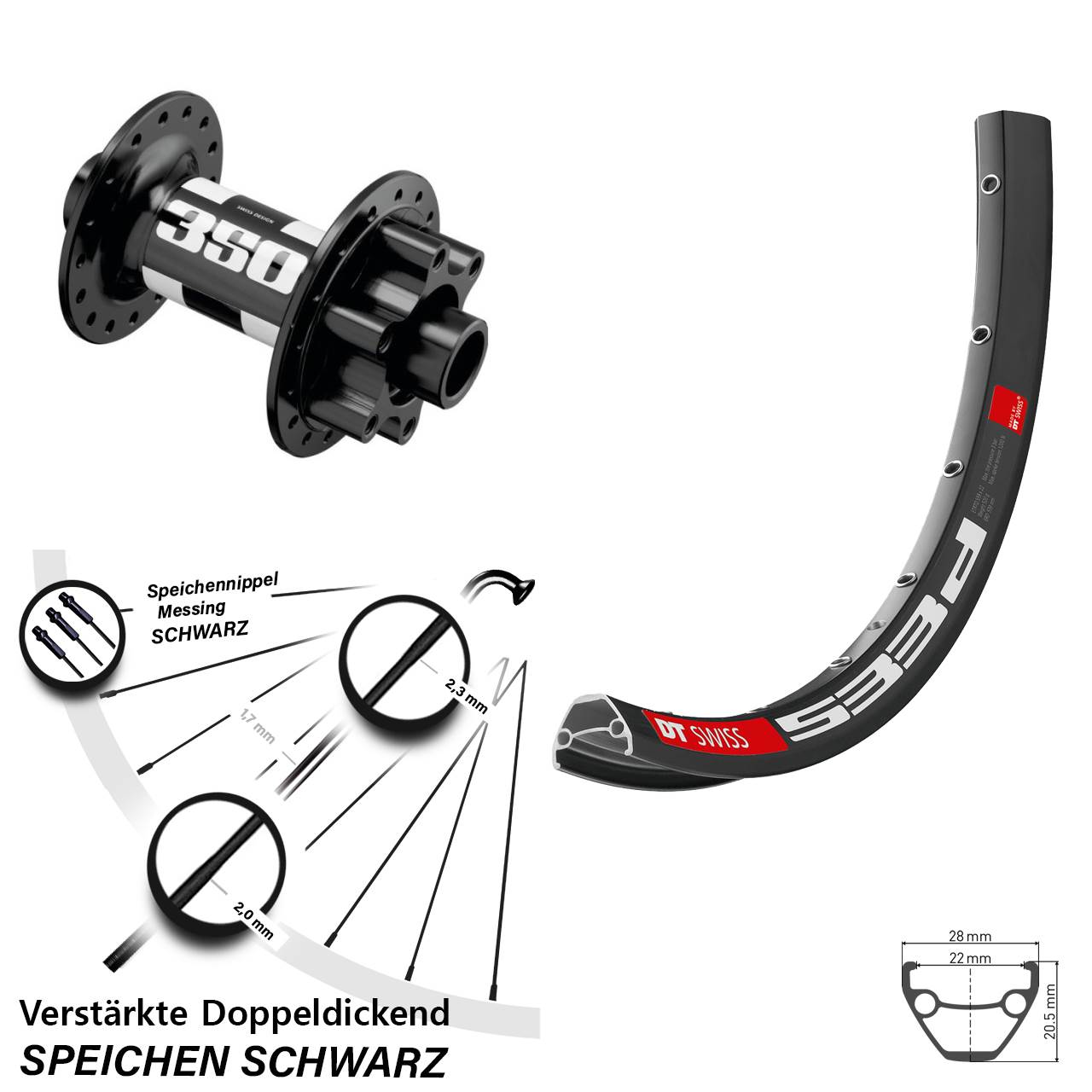 Boost Vorderrad 6-Loch 15x110 27,5 Zoll DT Swiss 533d-350