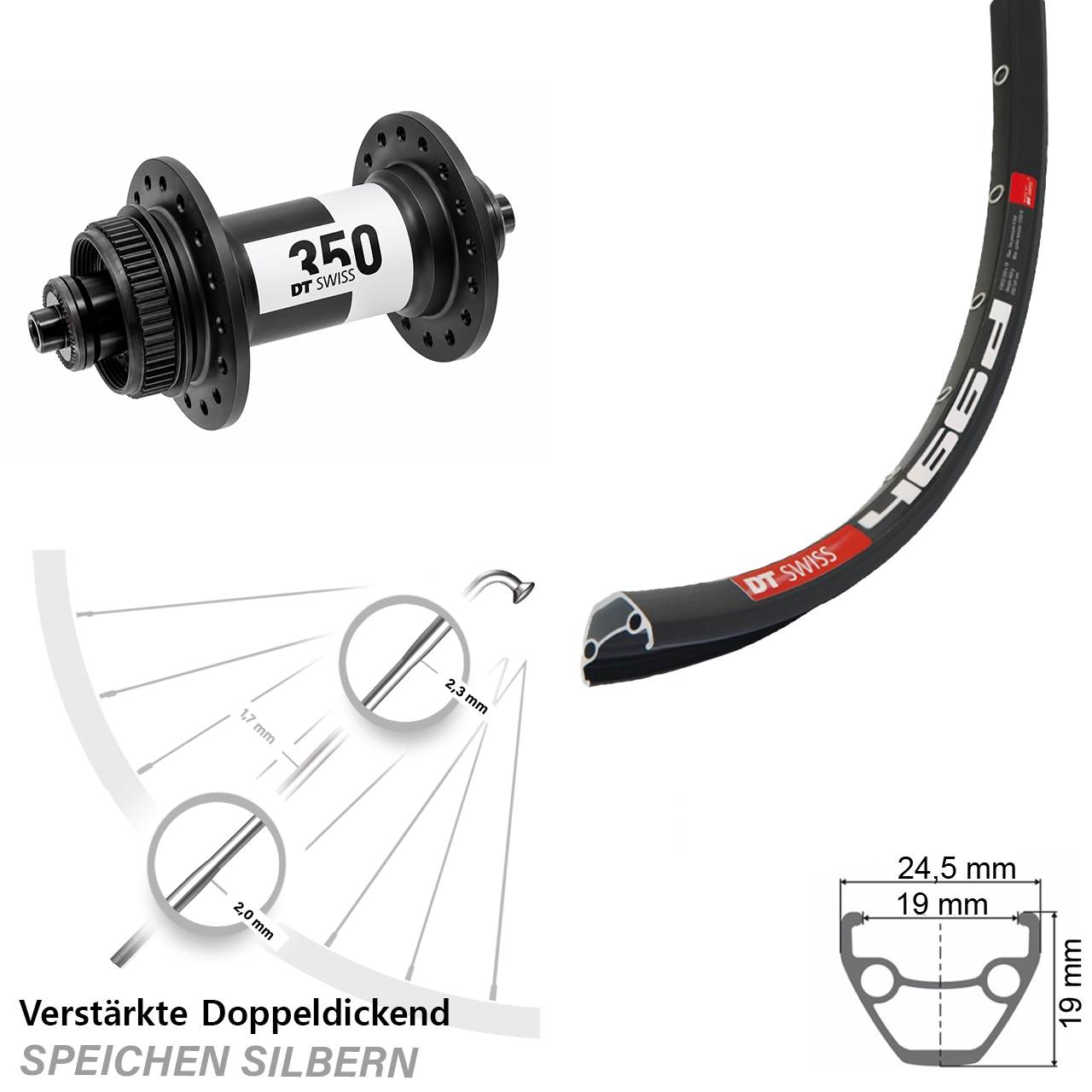DT Swiss 466-350 28-29 Zoll Disc Vorderrad für Schnellspanner