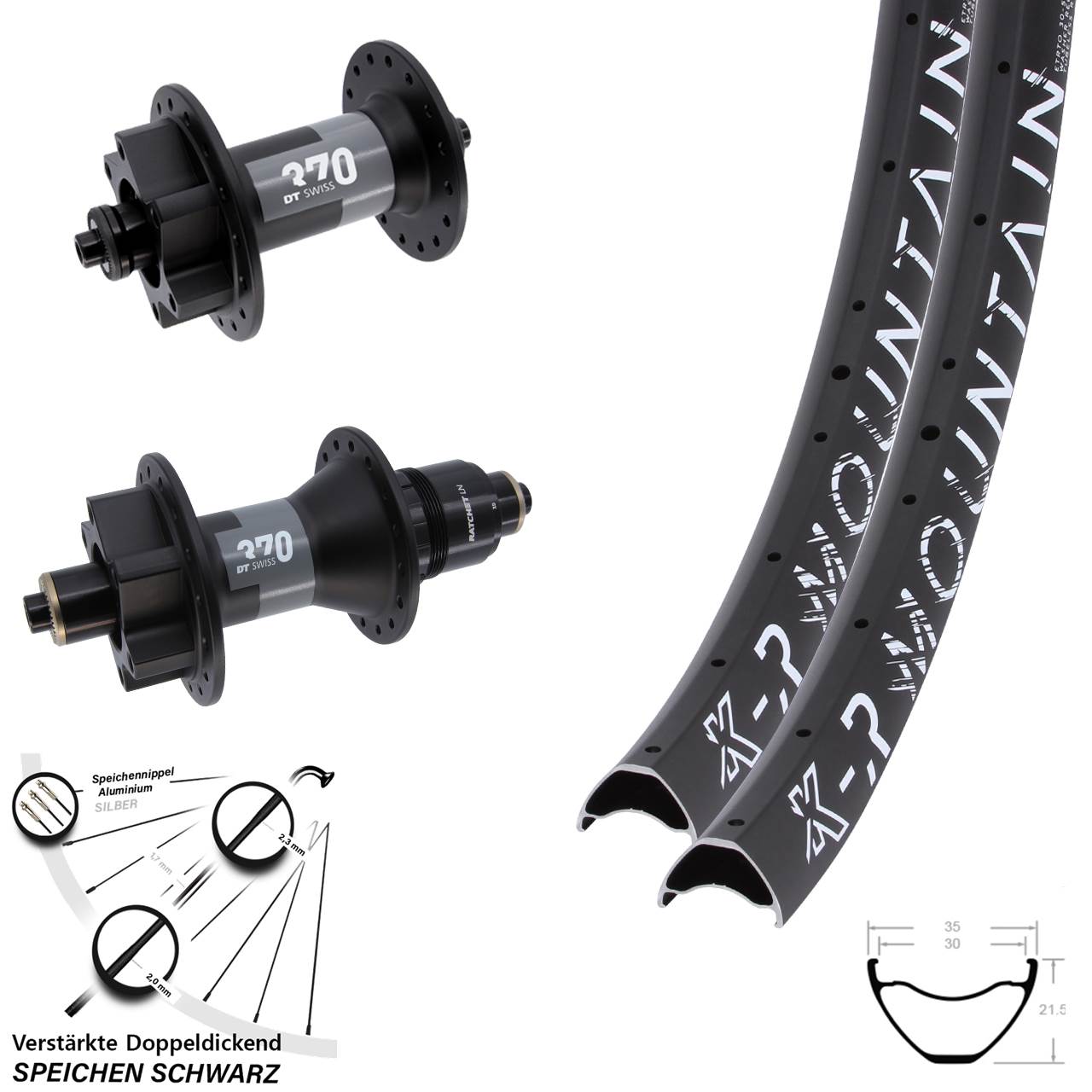 Disc Laufrad-Satz 29 Zoll KX-R Mountain DT Swiss 370 SRAM XD QR