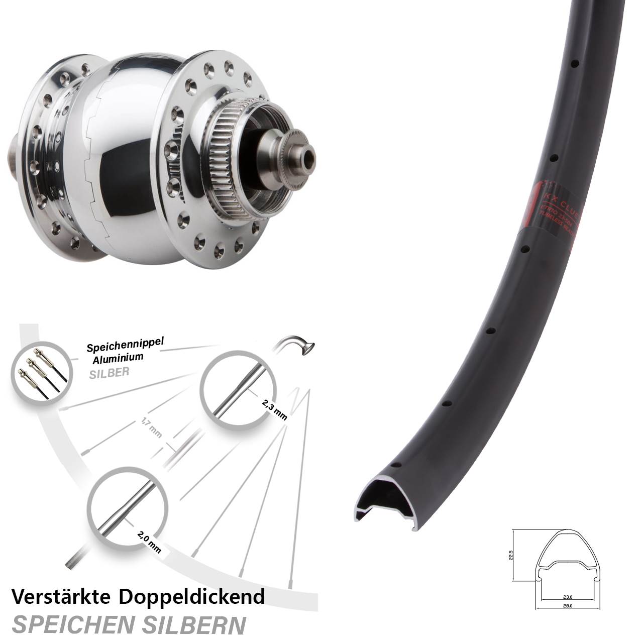 SONdelux KX Clue 26 Zoll Disc Vorderrad mit Nabendynamo für Schnellspanner