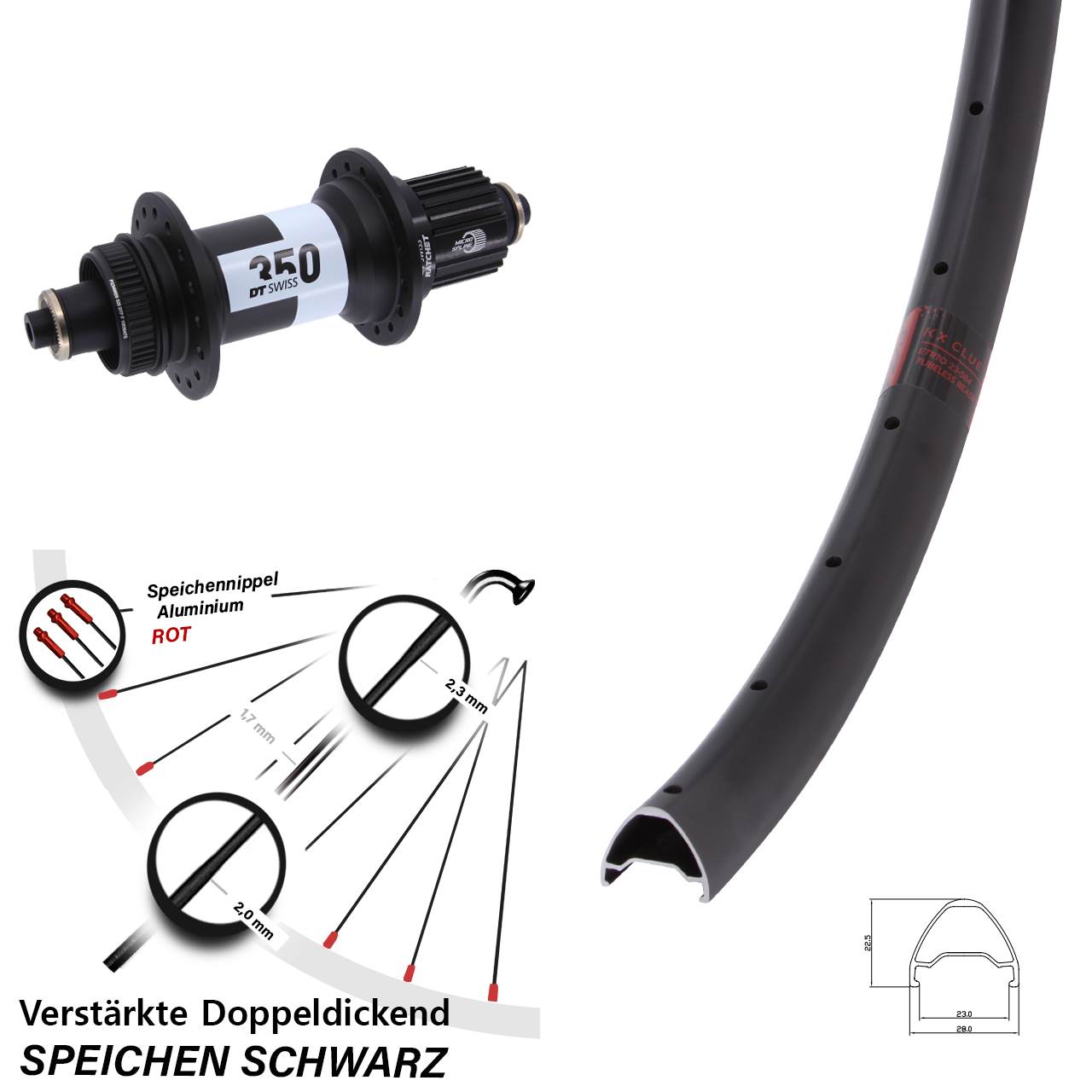 KX Clue DT Swiss 350 28-29 Zoll Disc Hinterrad für Schnellspanner Boost Micro Spline