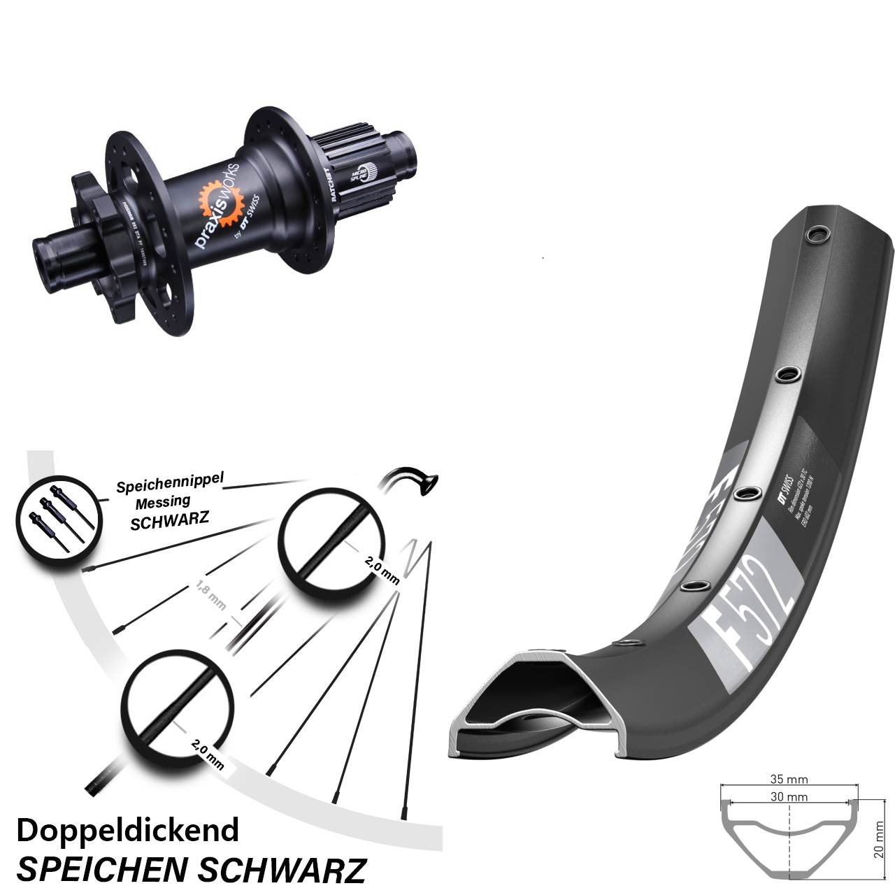 DT Swiss F 572-350 27,5 Zoll Disc Hinterrad 12x142 Micro Spline