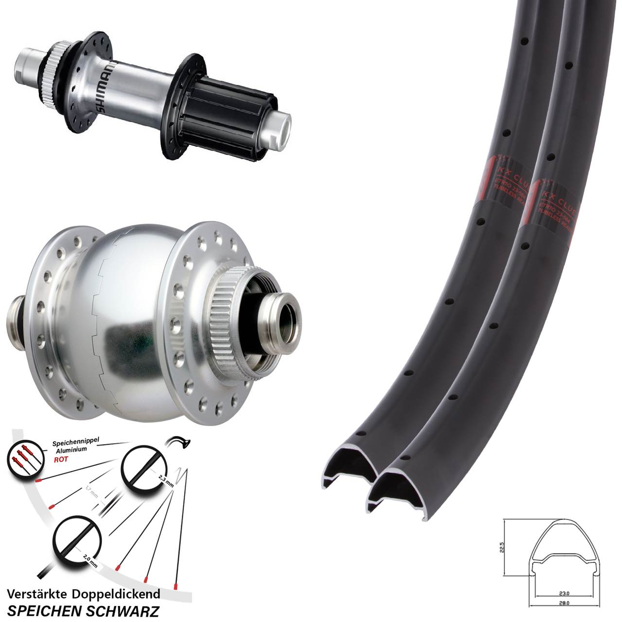 Centerlock Laufradsatz 12x100/142 27,5 Zoll KX Clue SON 28 Shimano GRX 8-12 fach