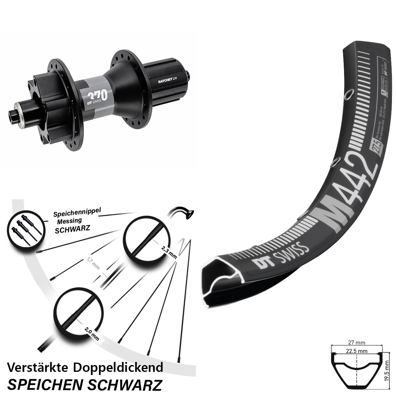 Disc Hinterrad 28-29 Zoll DT Swiss M 442-370 8-11 fach HG QR
