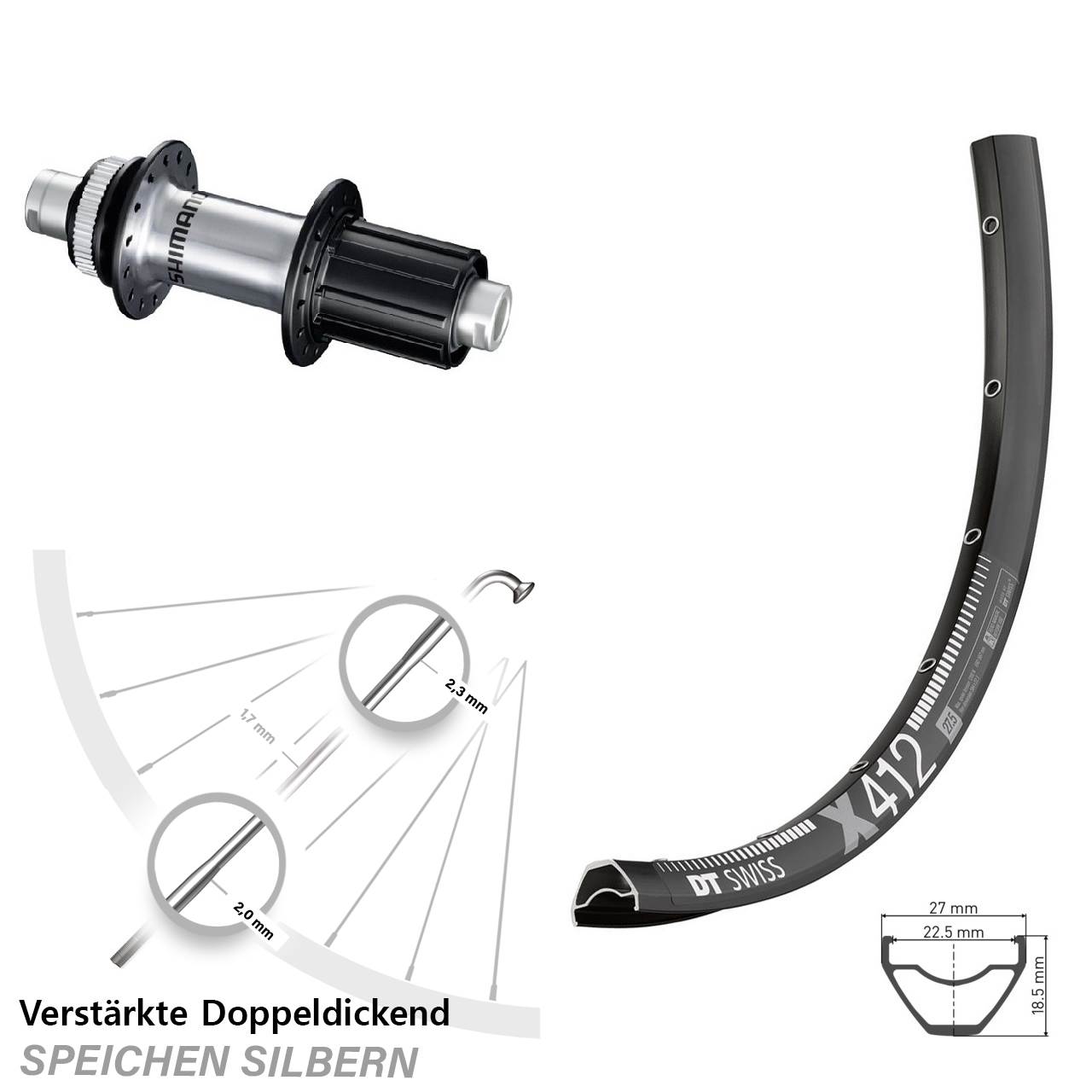 DT Swiss X 412 Shimano GRX 29 Zoll Centerlock Hinterrad 12x142 8-12 fach