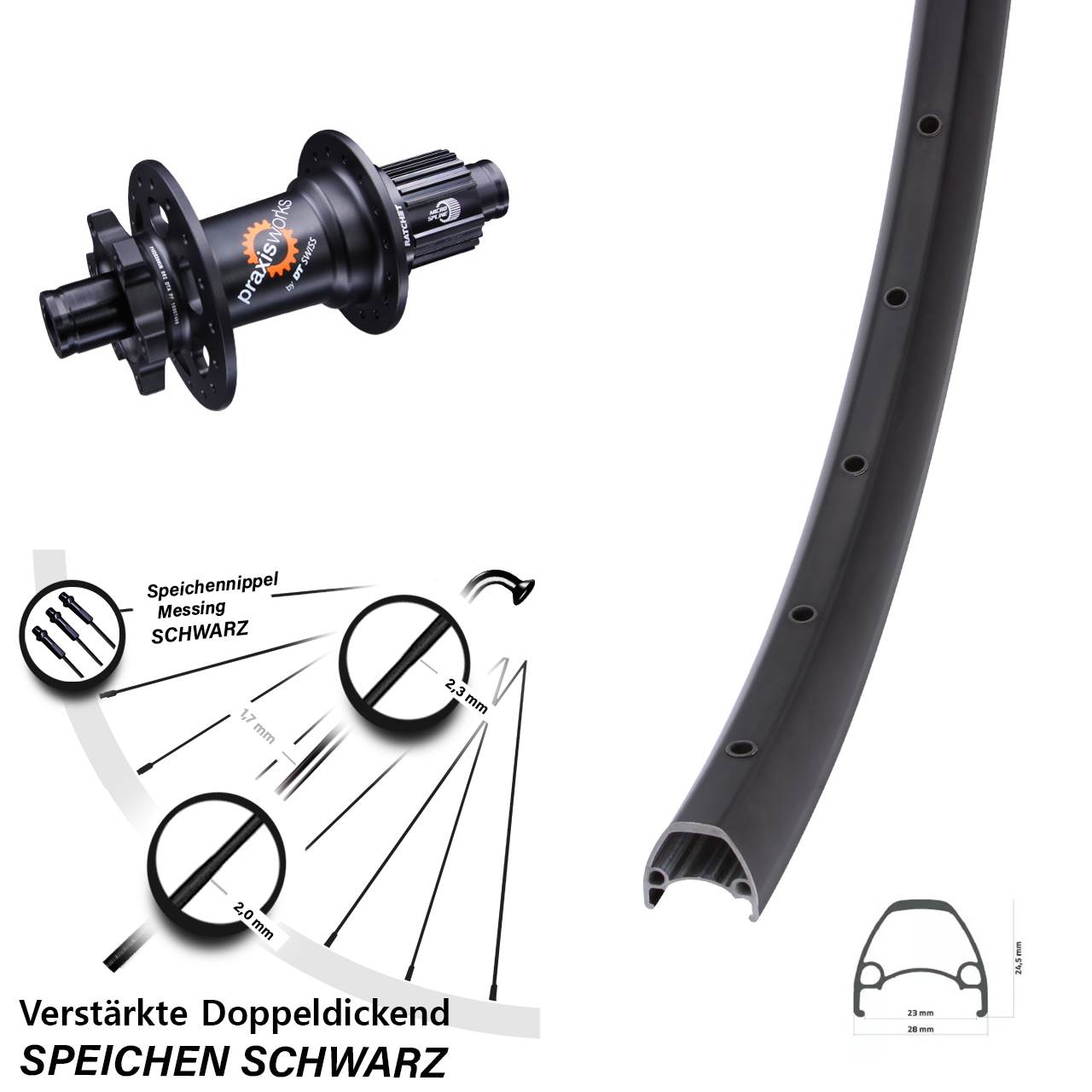 29 Zoll Ambrosio Sport DT Swiss 350 Disc Laufrad 12x142 Shimano Micro Spline