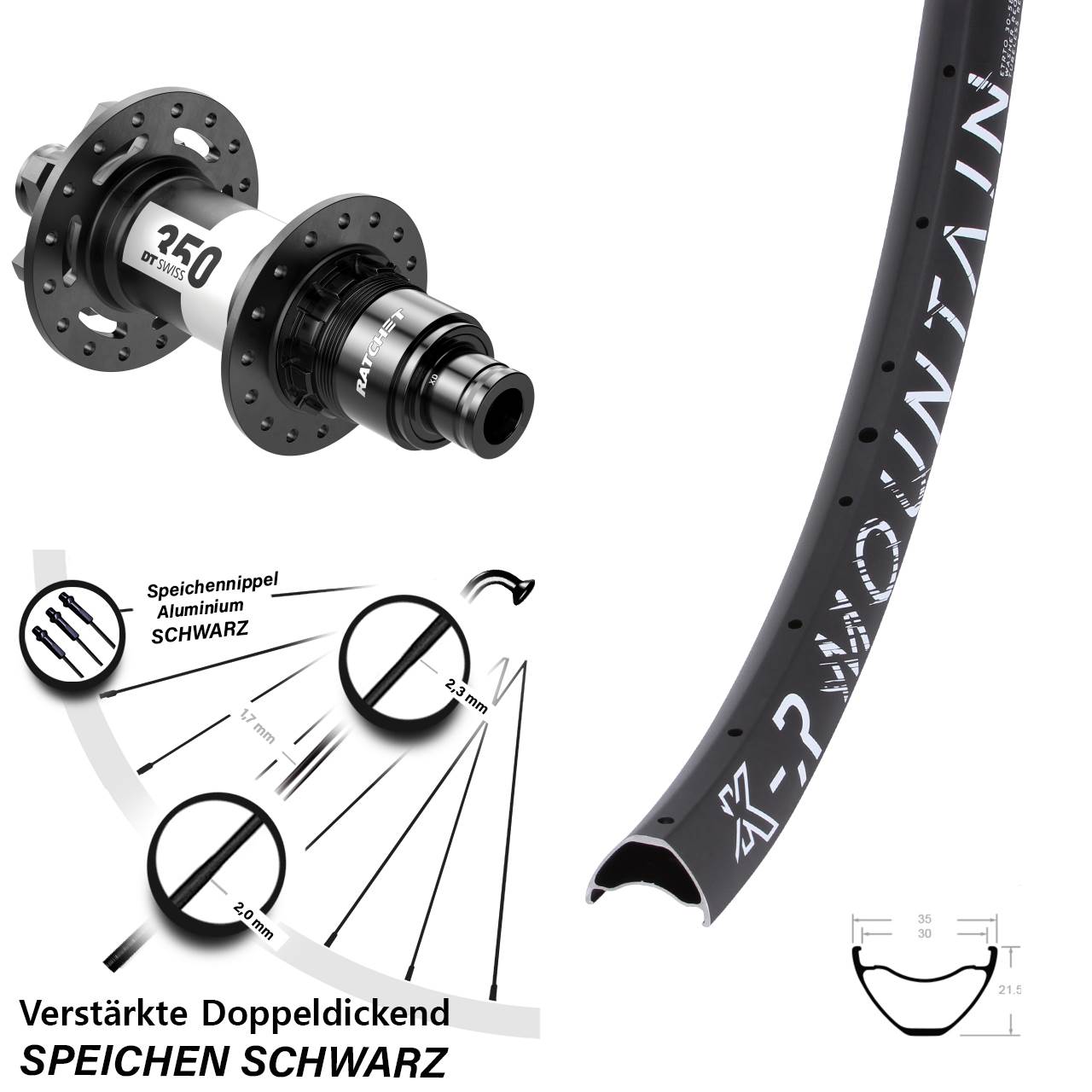 Disc Laufrad 29 Zoll KX-R Mountain DT Swiss 350 Ratchet 36 XD 11-12 fach 12x142