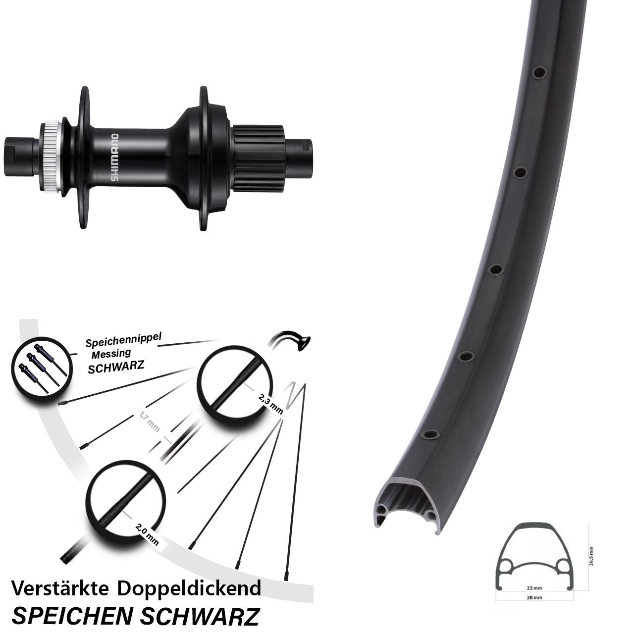 Hinterrad Centerlock 28-29 Zoll Ambrosio Sport Shimano FH-MT510-B Micro Spline 12x148