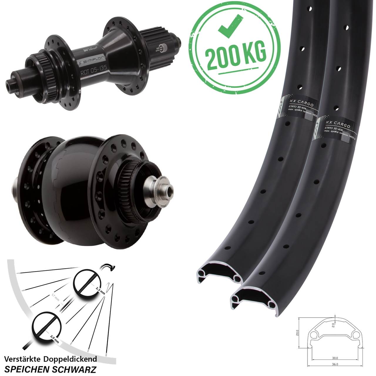 Centerlock Laufradsatz QR 29 Zoll KX Cargo DT Swiss 370 Hybrid SON 28 Micro Spline