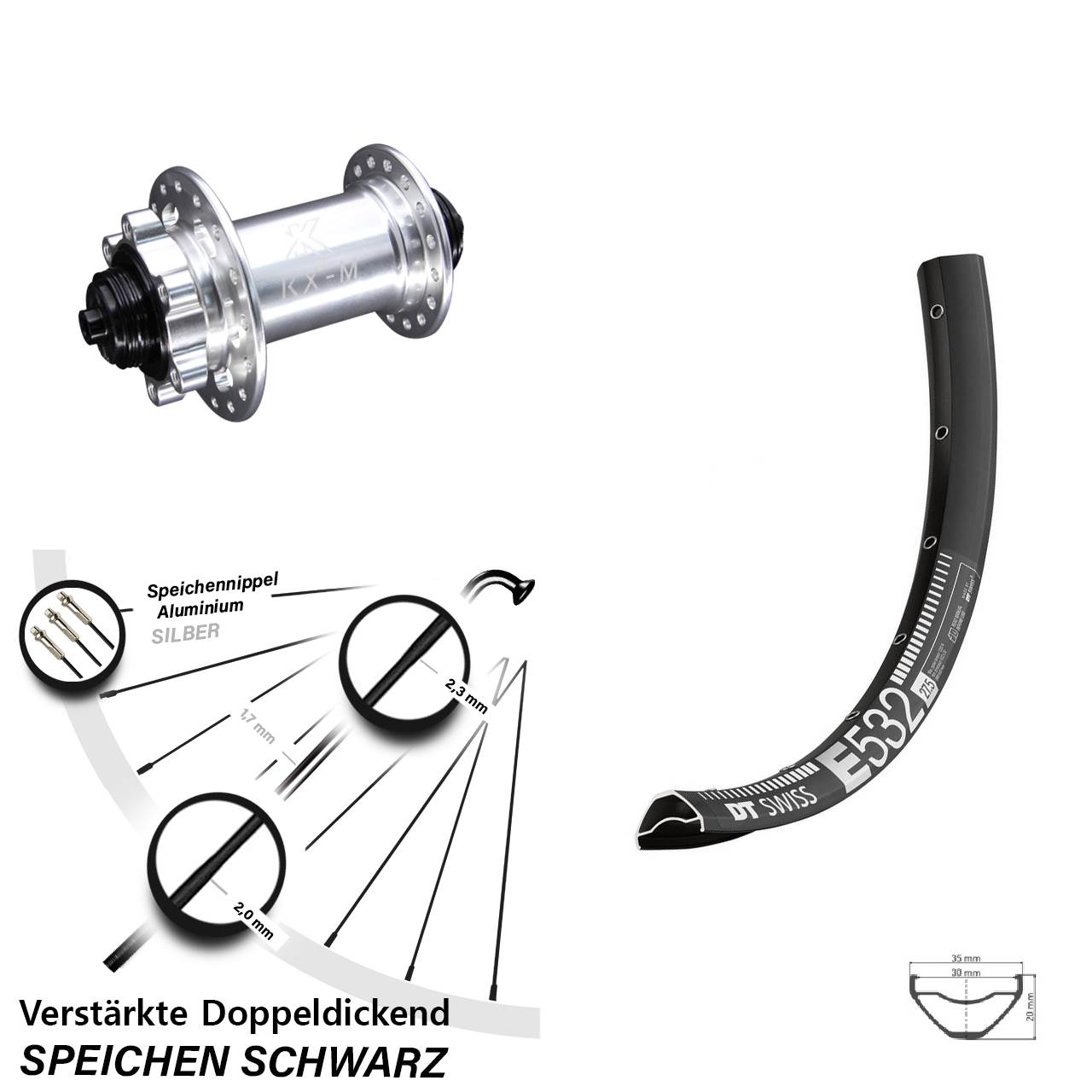 Disc Vorderrad QR 29 Zoll DT Swiss E 532 KX-M