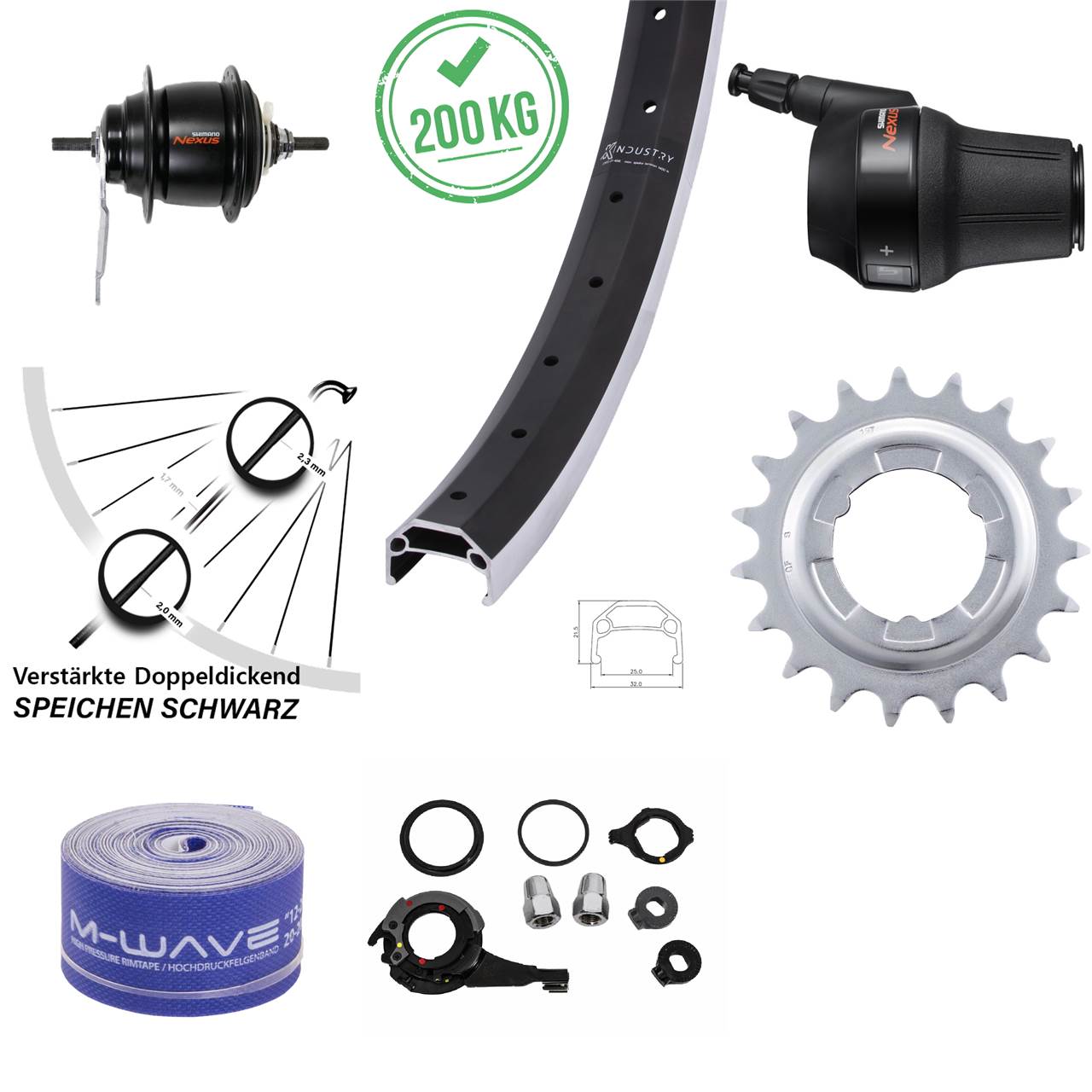 Hinterrad 20 Zoll KX Industry Shimano Nexus 8 Gang Rücktrittbremse
