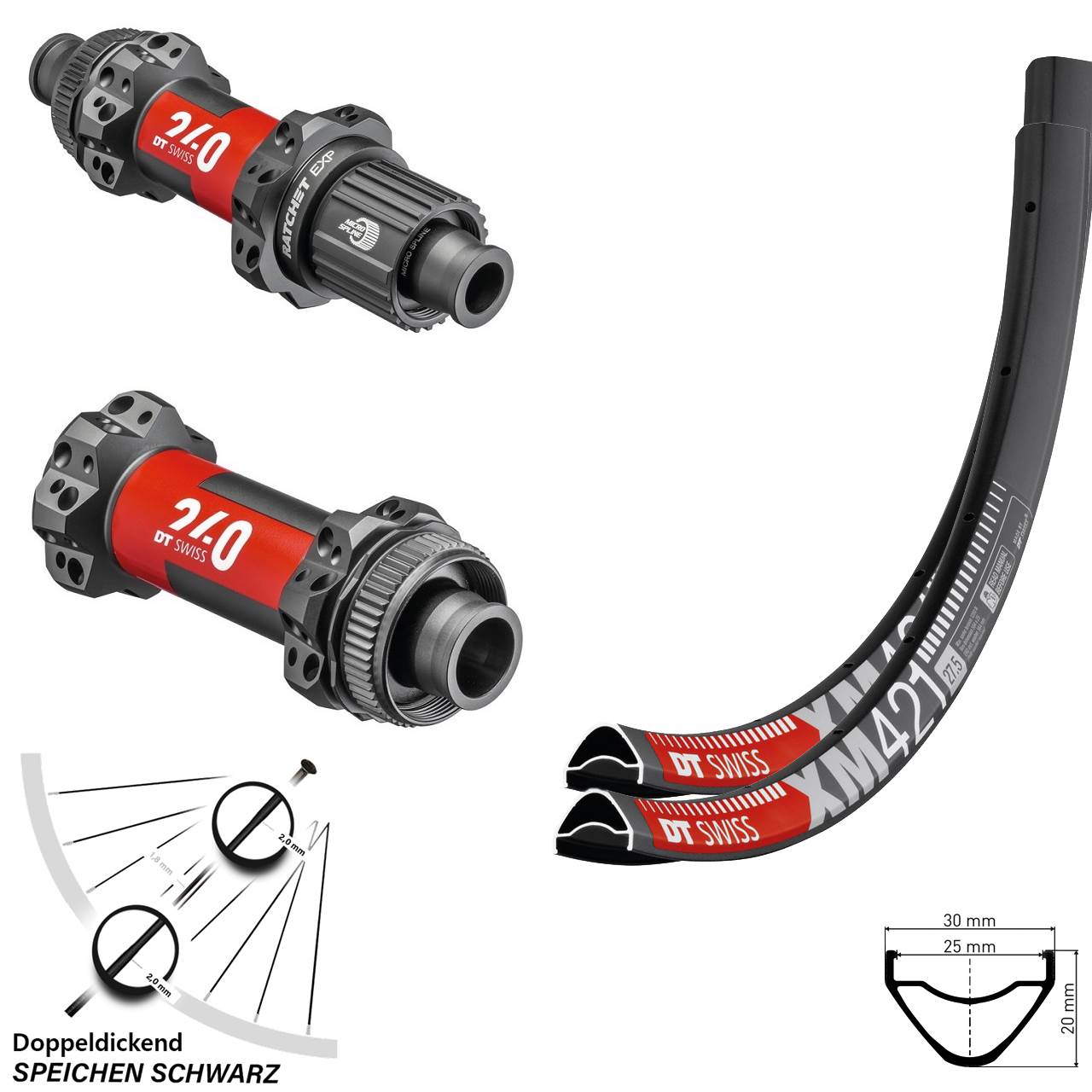 29 Zoll Boost MTB Laufradsatz XM 421 DT Swiss 240 EXP Straightpull Shimano Micro Spline