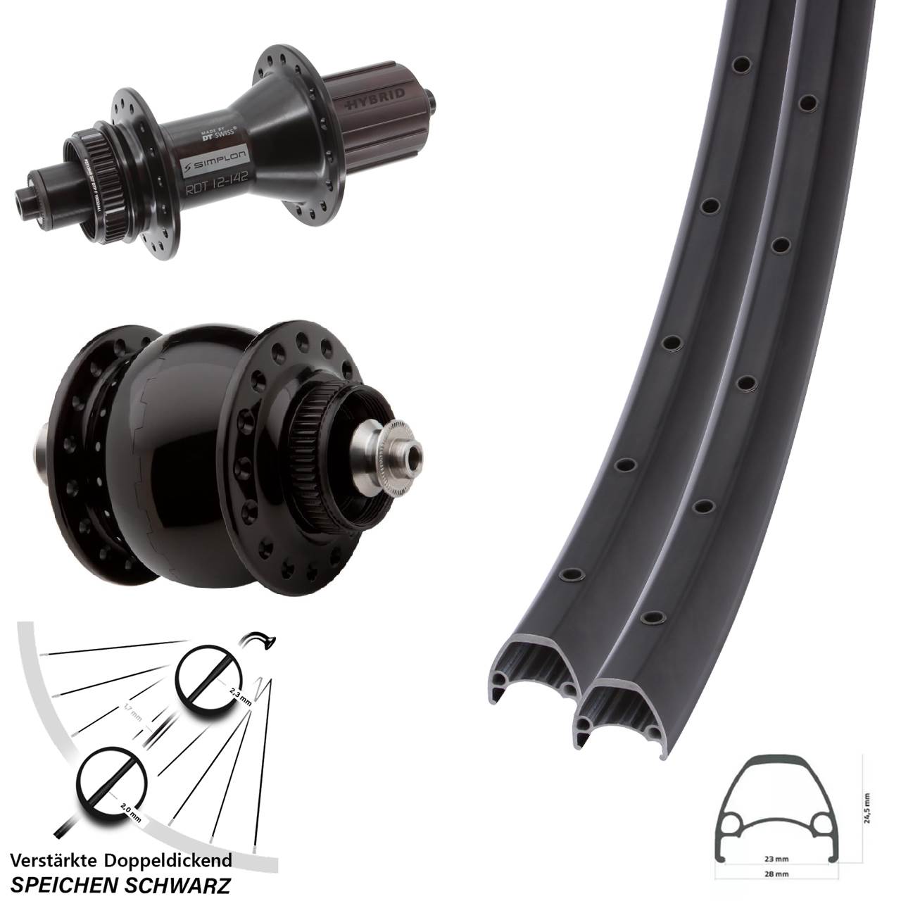 Laufradsatz Centerlock 29 Zoll Ambrosio Sport DT Swiss 370 Hybrid SON delux 8-11 fach QR