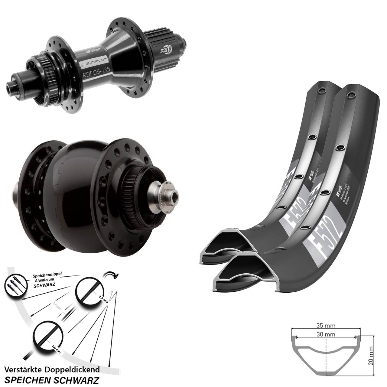 DT Swiss F572-370 Hybrid SON 28 Laufradsatz 29 Zoll Micro Spline