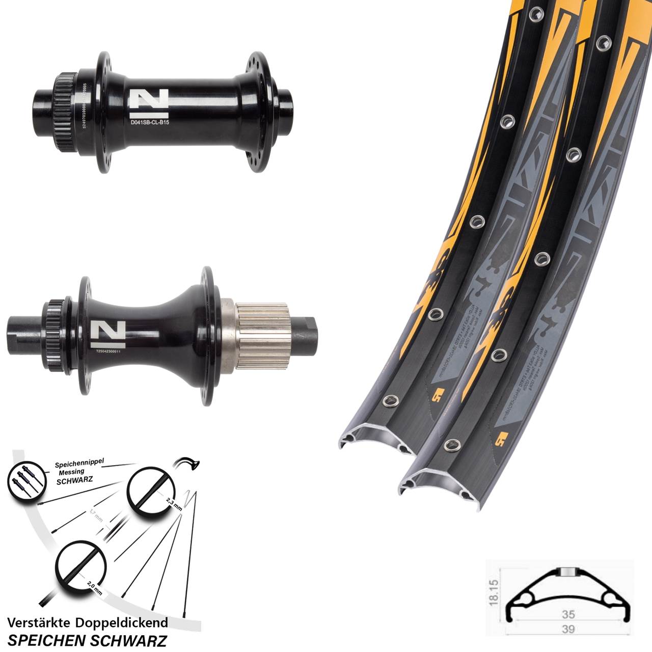 Rodi TRYP 35 Novatec D041 D462SB 27,5 Zoll Laufradsatz Disc 15x110 12x148 Micro Spline