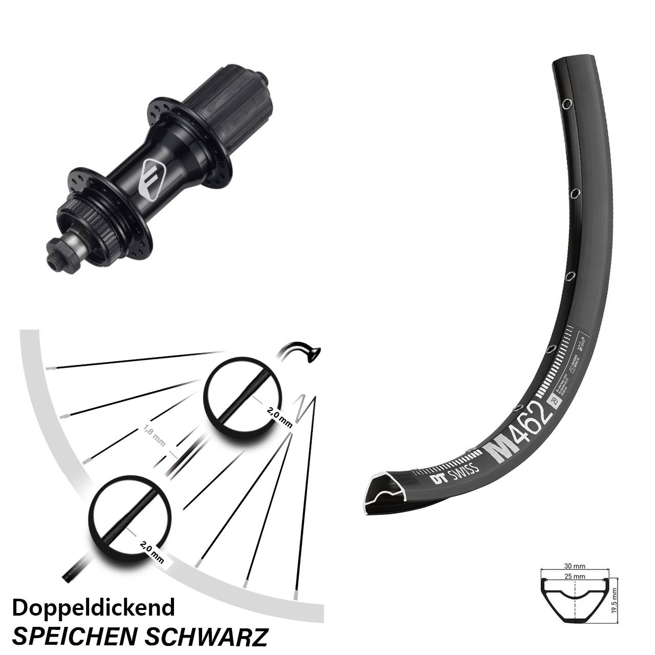 DT Swiss M 462 Formula CL-52 27,5 Zoll Disc Hinterrad QR 8-11 fach