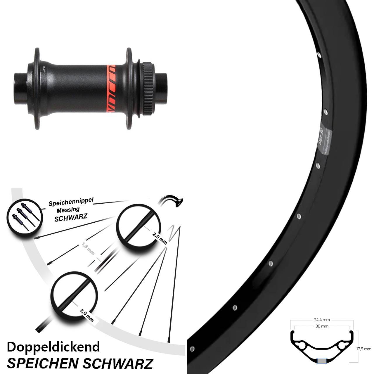 29 Zoll Ryde Disc 30 Formula Vorderrad Centerlock 15x110 Boost