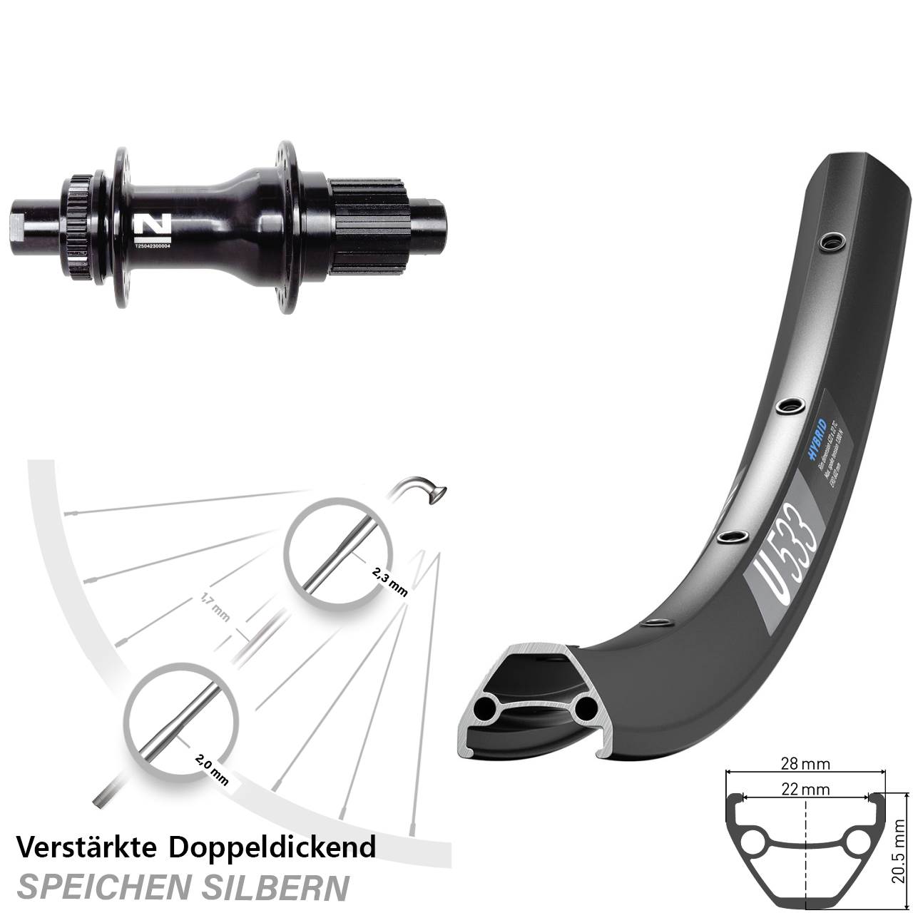 DT Swiss U 533 Novatec D792SB 28 Zoll Hinterrad Centerlock 12x142 Shimano Micro Spline