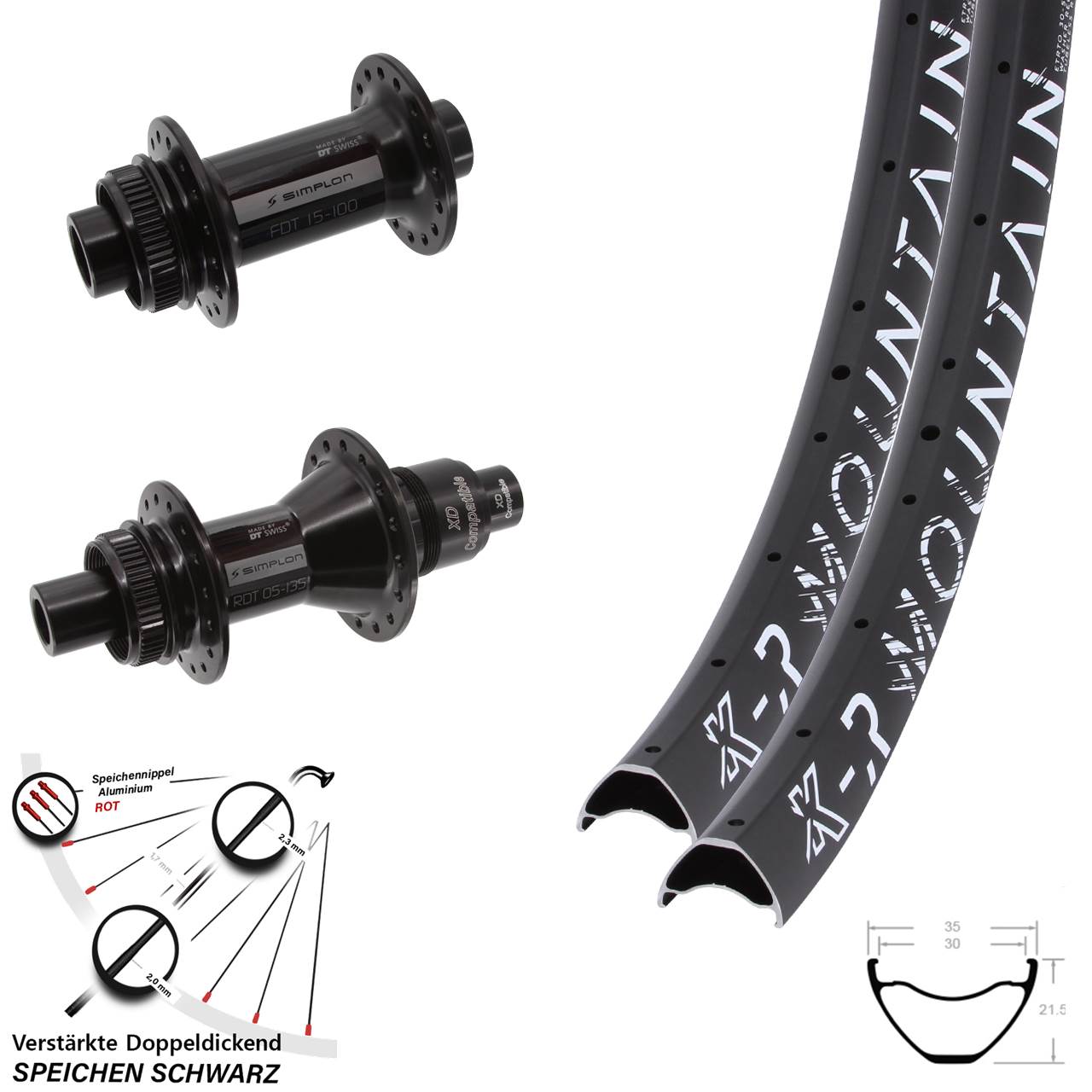 29 Zoll KX-R Mountain DT Swiss 370 Centerlock Laufradsatz 15x100 12x142 XD 11-12 fach