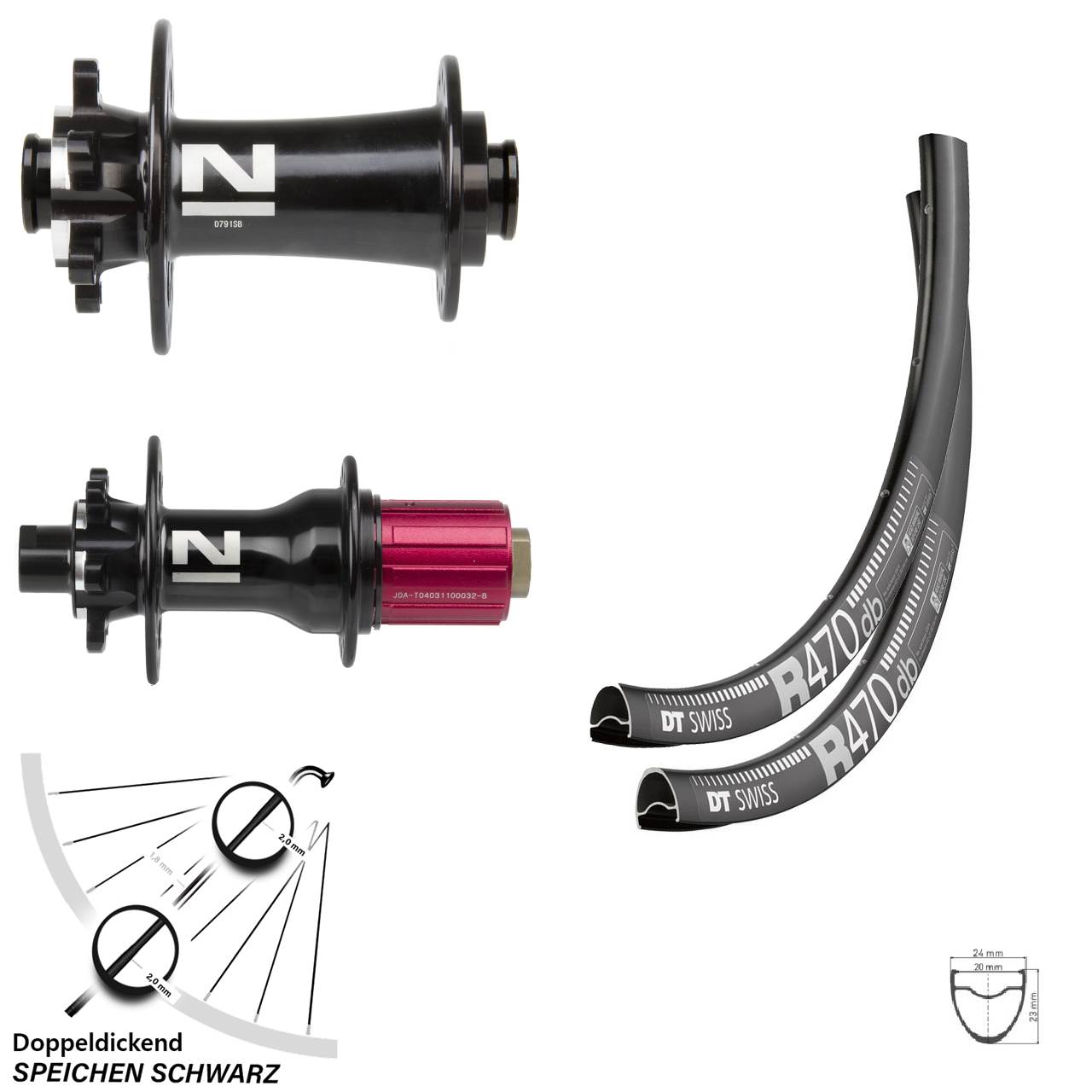 28 Zoll DT Swiss R 470 Laufradsatz Road Disc 6-loch Steckachse Novatec Superlight 11-fach