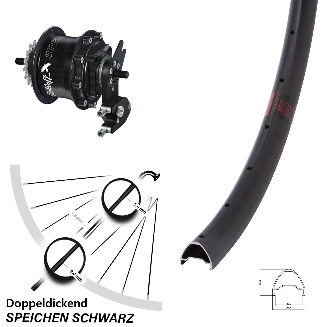 Hinterrad 27,5 Zoll KX Clue Rohloff Speedhub 500/14 TS DB OEM2 schwarz