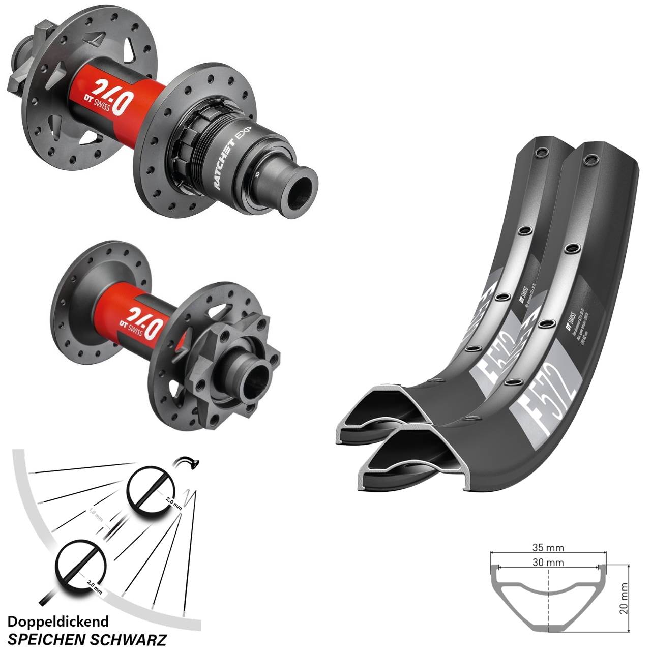 27,5 Zoll DT Swiss F 572-240 240 EXP Laufradsatz 6-Loch 15x110 12x148 XD