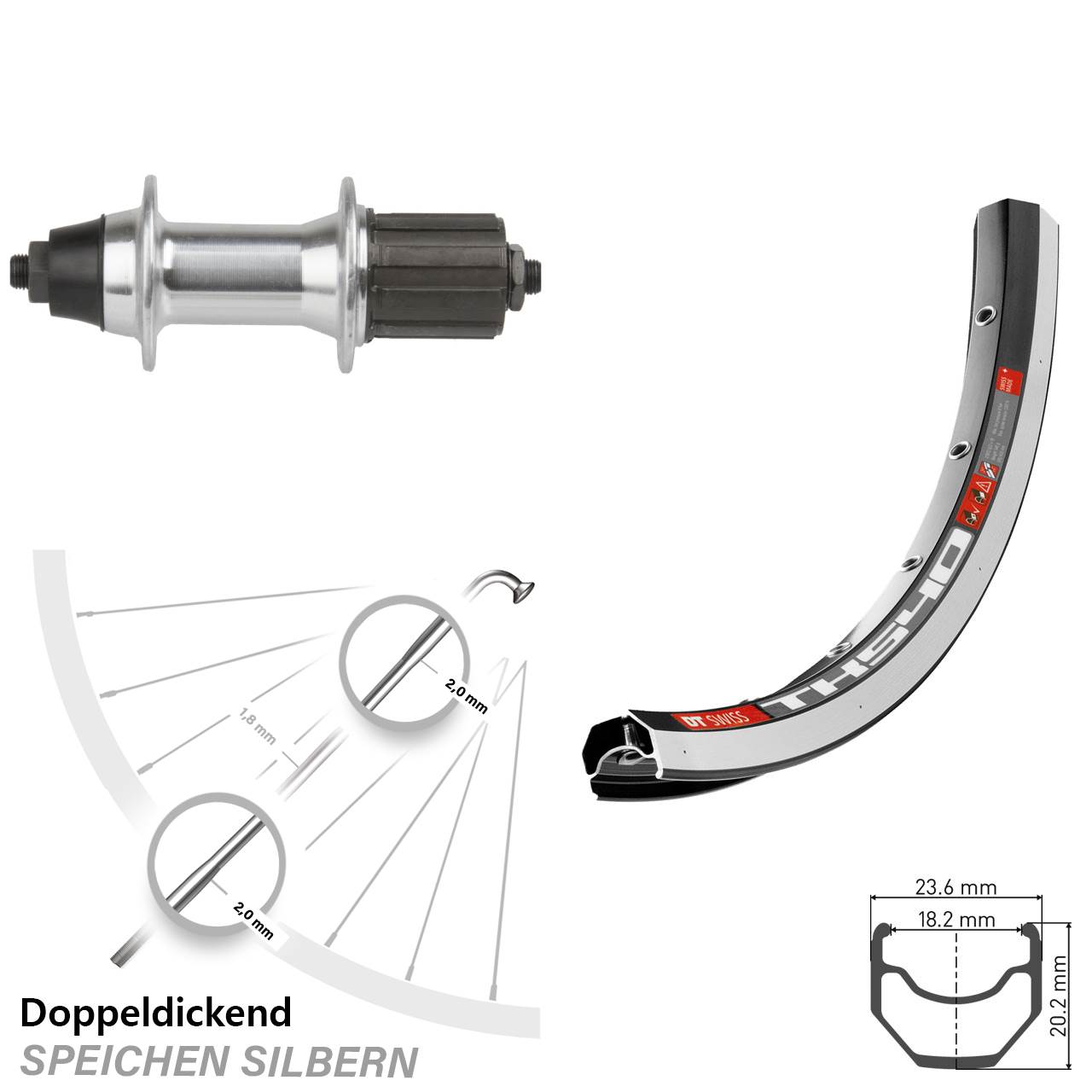Hinterrad 28 Zoll Mit Zahnkranz 7 Fach Scheibenbremse DT Swiss TK 540 Hinterrad 28 Zoll mit Novatec 7 fach | _h.8239001