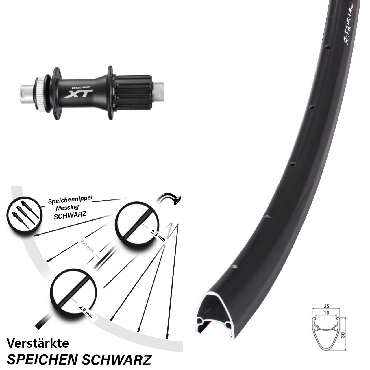 28 Zoll Gora Plus Shimano XT Centerlock Hinterrad 12x142 8-11 fach