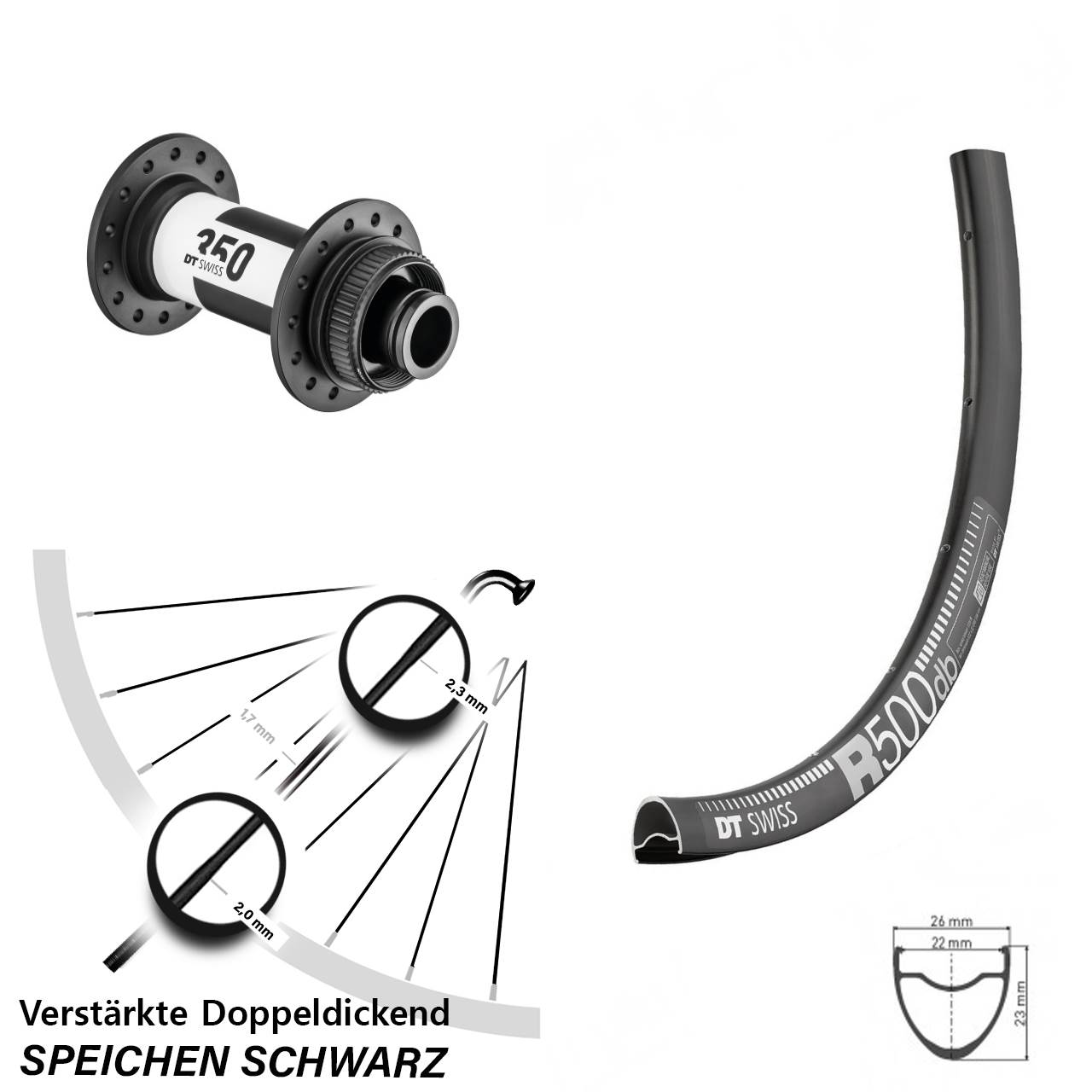 Disc Vorderrad 28 Zoll DT Swiss R 500-350 15x100