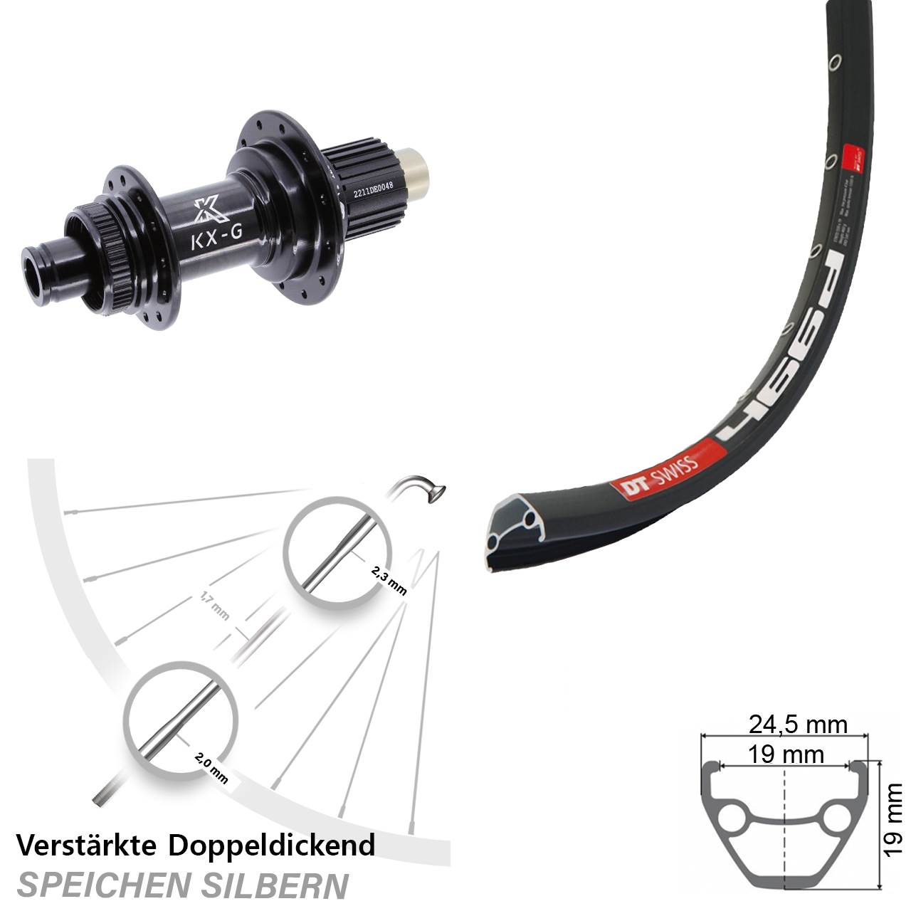 Hinterrad Centerlock 28-29 Zoll DT Swiss 466 KX-G Micro Spline 12x142