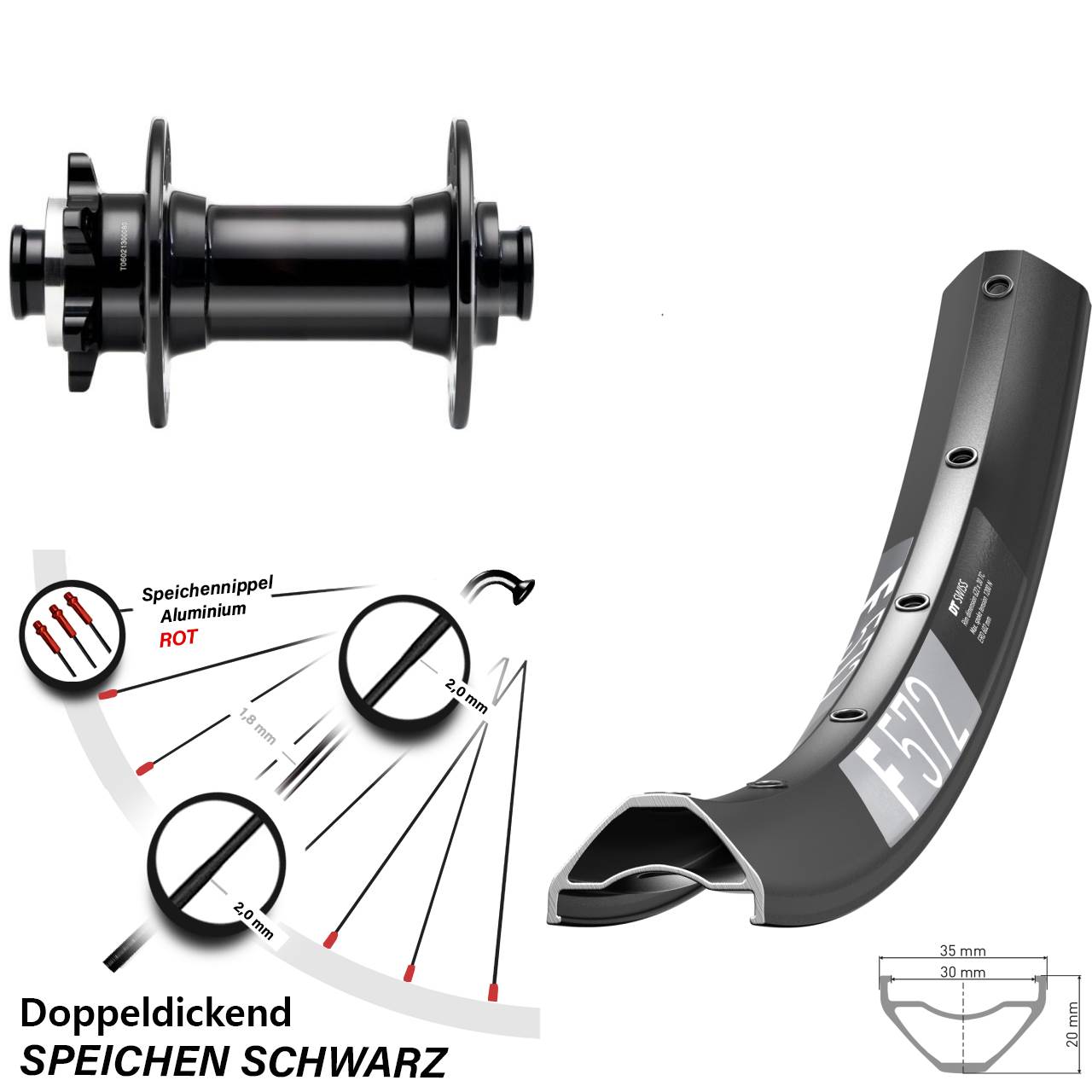 Disc Laufrad 650B DT Swiss F572 Novatec D341-B15 15x110 Boost