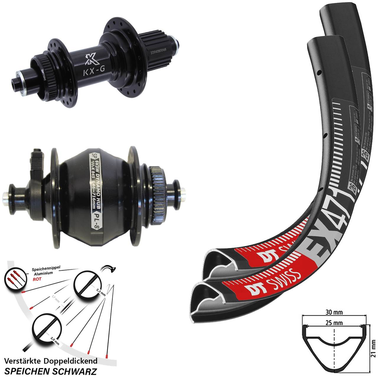 26 Zoll DT Swiss EX471 KX-GS verstärkt SP PL-8 Disc Laufrad-Satz QR Micro Spline