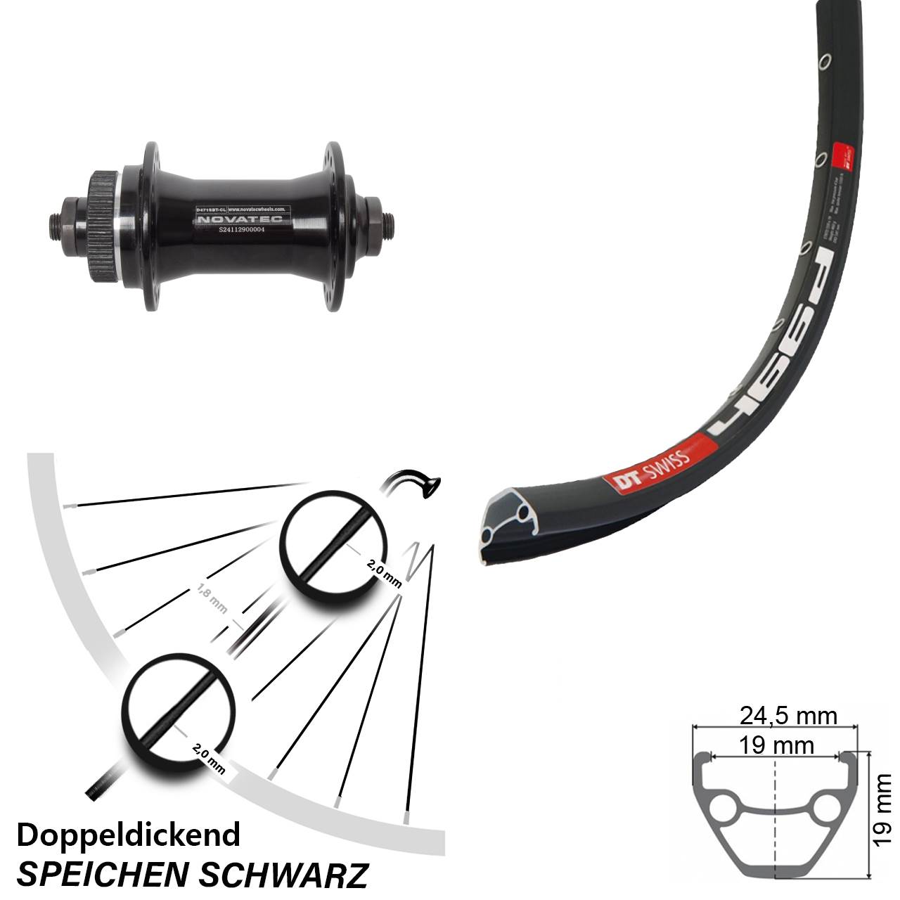 Centerlock Vorderrad für Schnellspanner 28 Zoll DT Swiss 466 Novatec D471