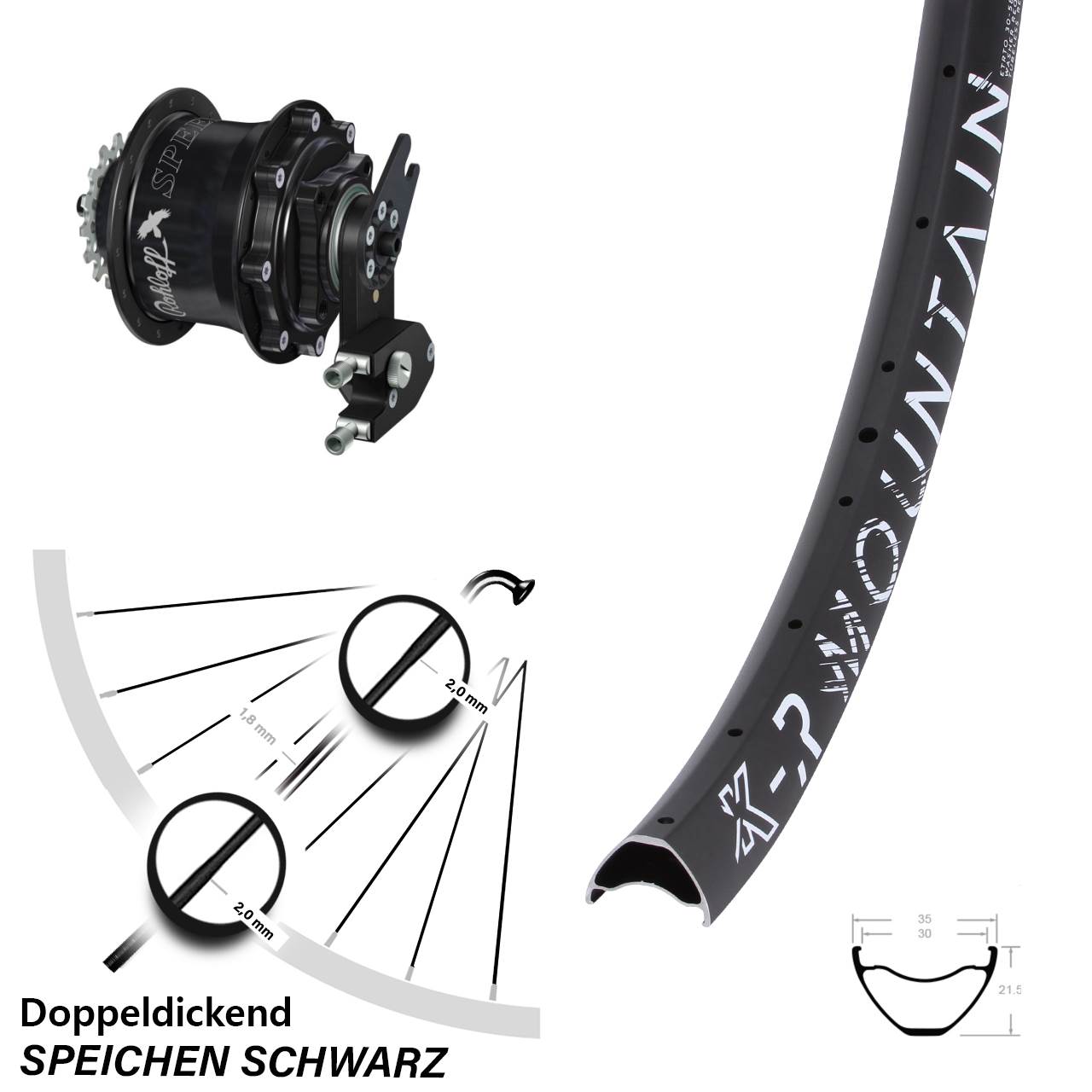 Disc Hinterrrad 29 Zoll KX-R Mountain Rohloff Speedhub CC DB OEM2 Tandem