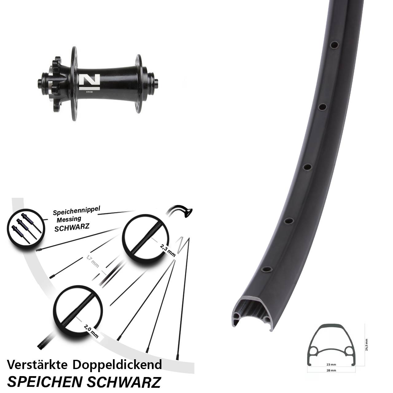 28 Zoll Ambrosio Sport Novatec D791SB Disc Vorderrad für Schnellspanner