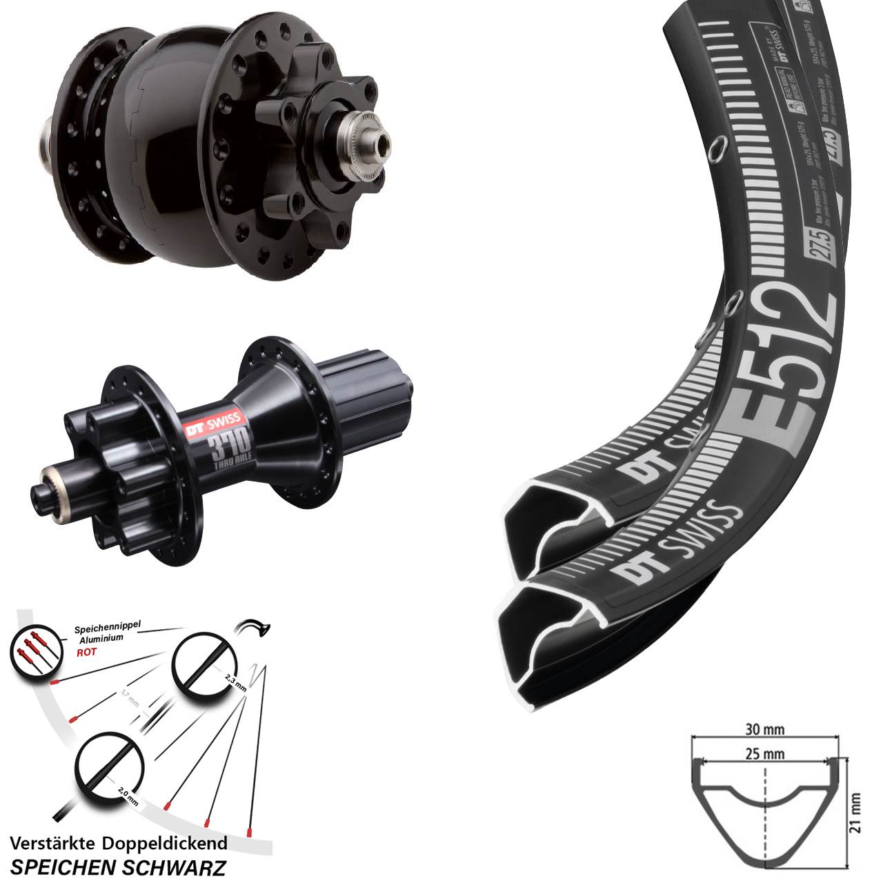 Disc Laufrad-Satz 650B DT Swiss E512 DT Swiss 370 SON 28 8-11 fach QR