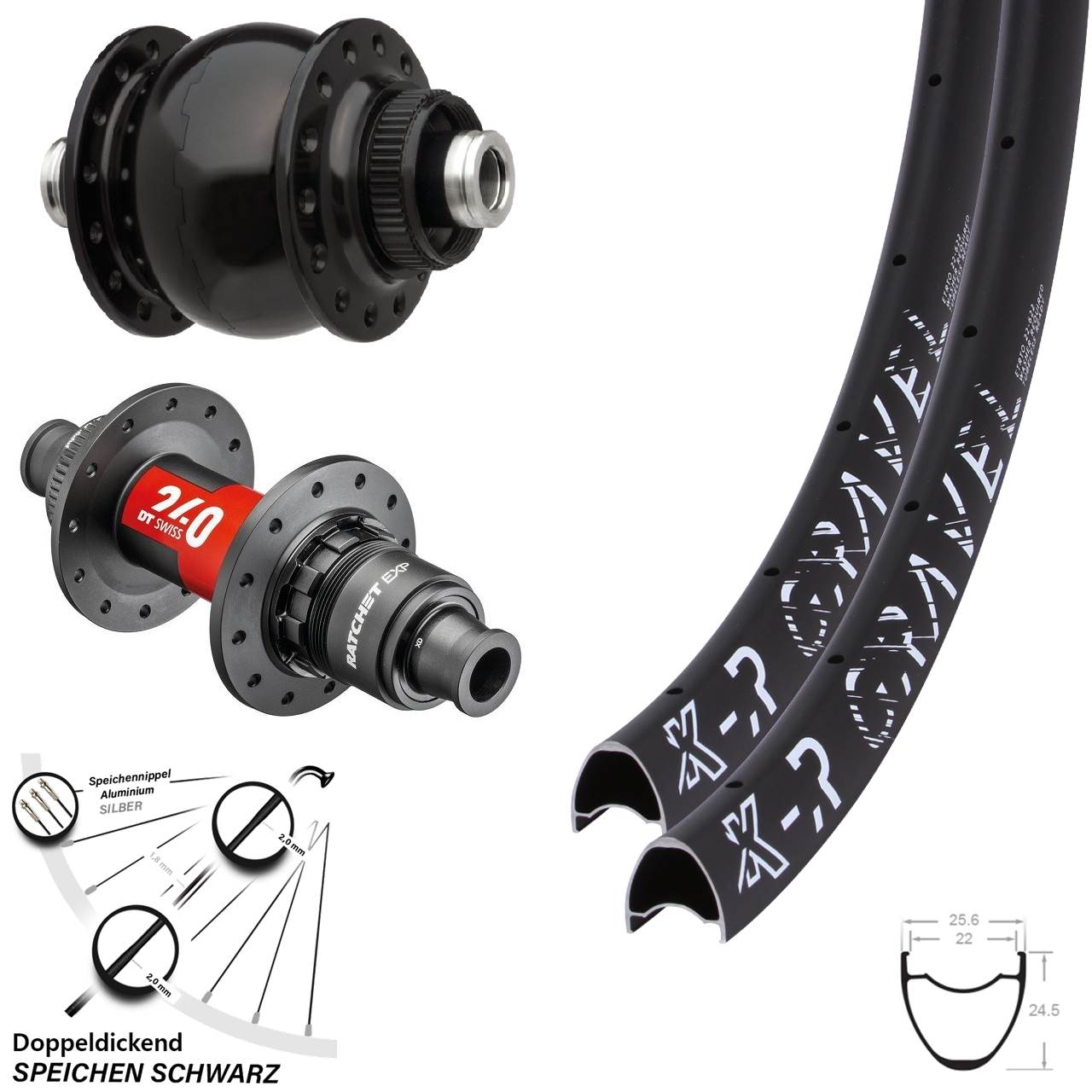 KX-R Gravel DT Swiss 240 EXP SON 28 28-29 Zoll Laufradsatz Centerlock 12x100/142 XDR