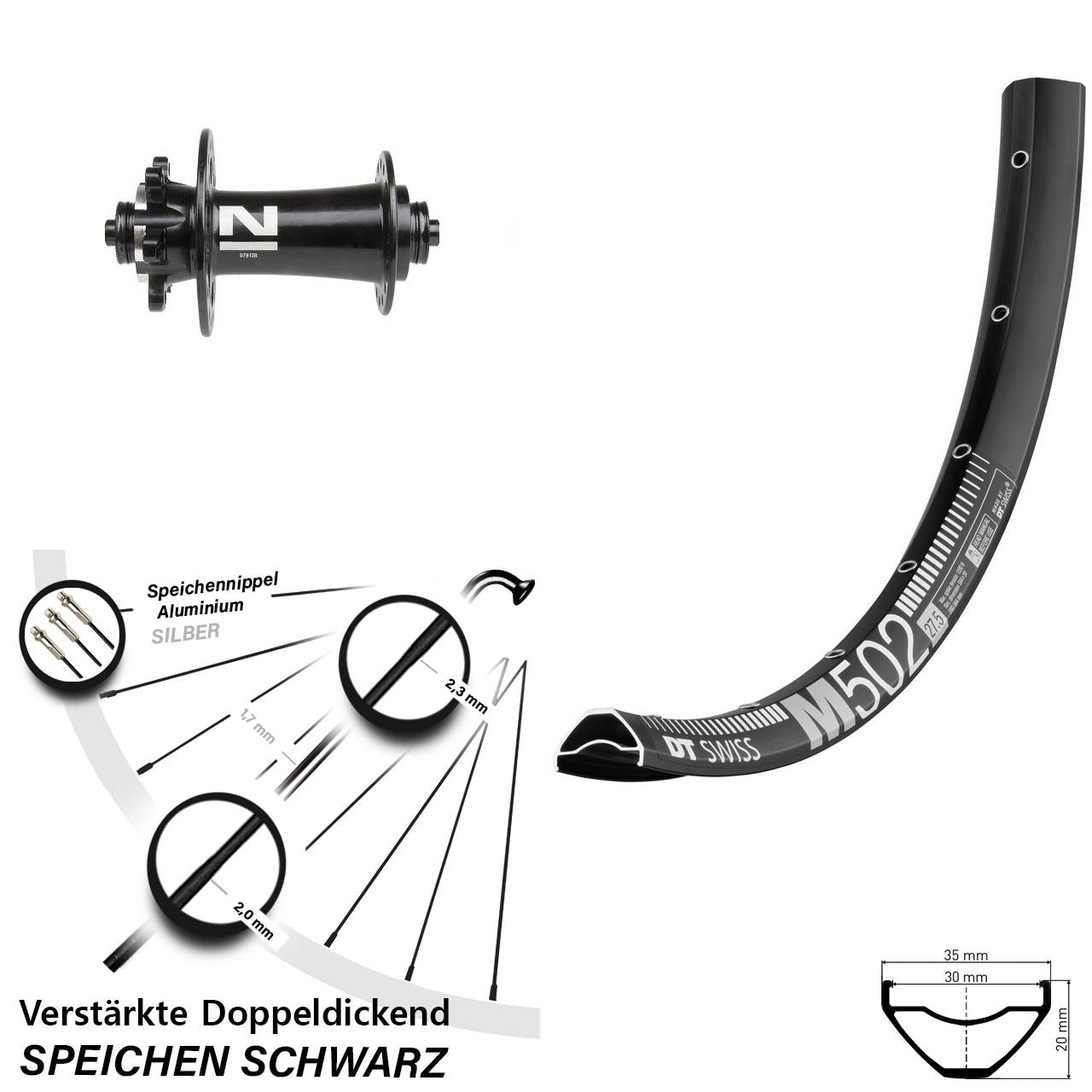 Disc Vorderrad 29 Zoll DT Swiss M 502 Novatec D791SB für Schnellspanner