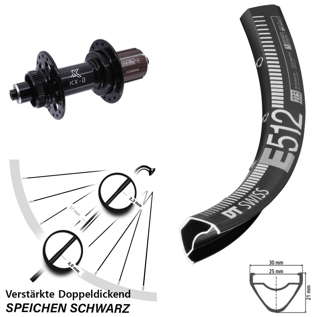 Boost Disc Laufrad QR 27,5 Zoll DT Swiss E 512 KX-B 8-12 fach